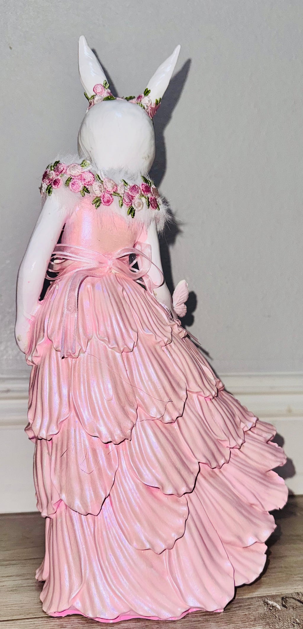 Pink Bunny Easter Figurine