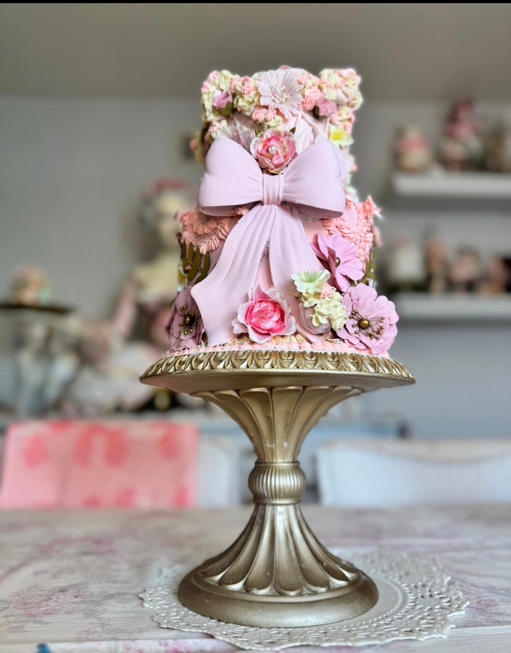 Pink Custom Faux Floral Cake