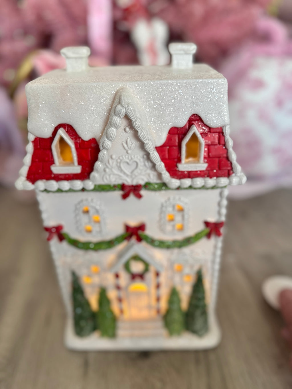 White LED Gingerbread Victorian House