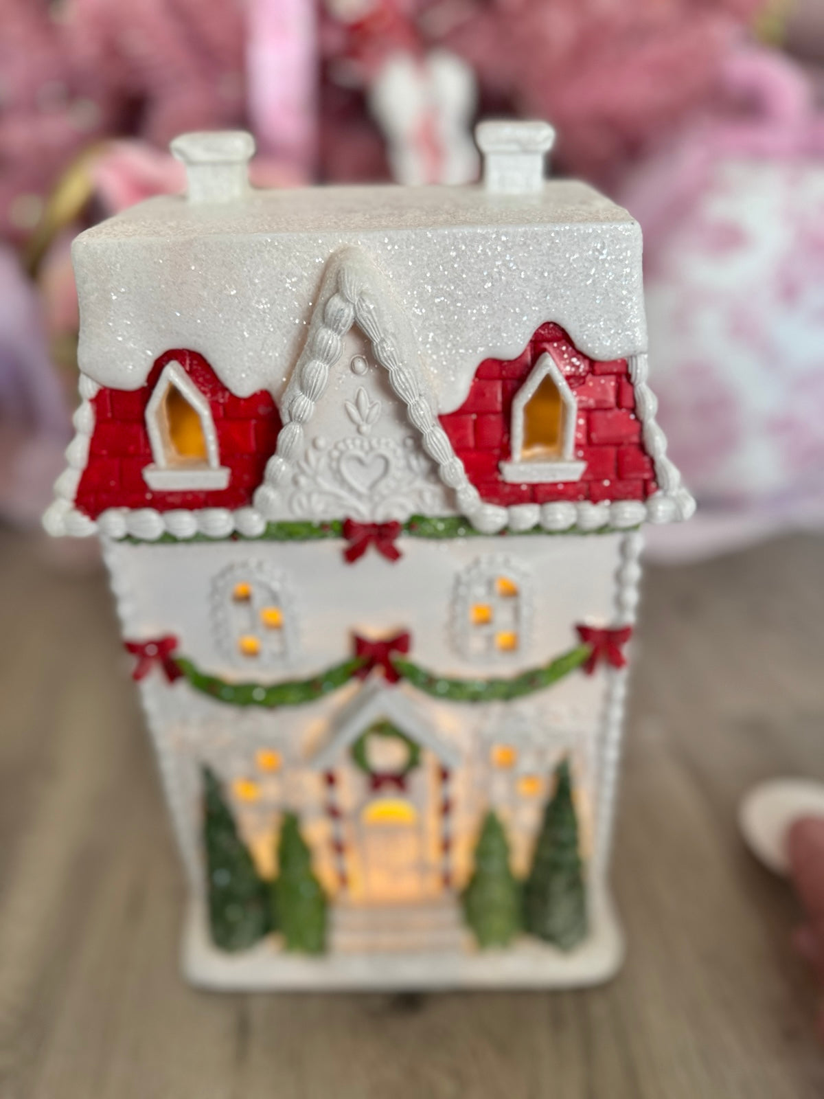White LED Gingerbread Victorian House