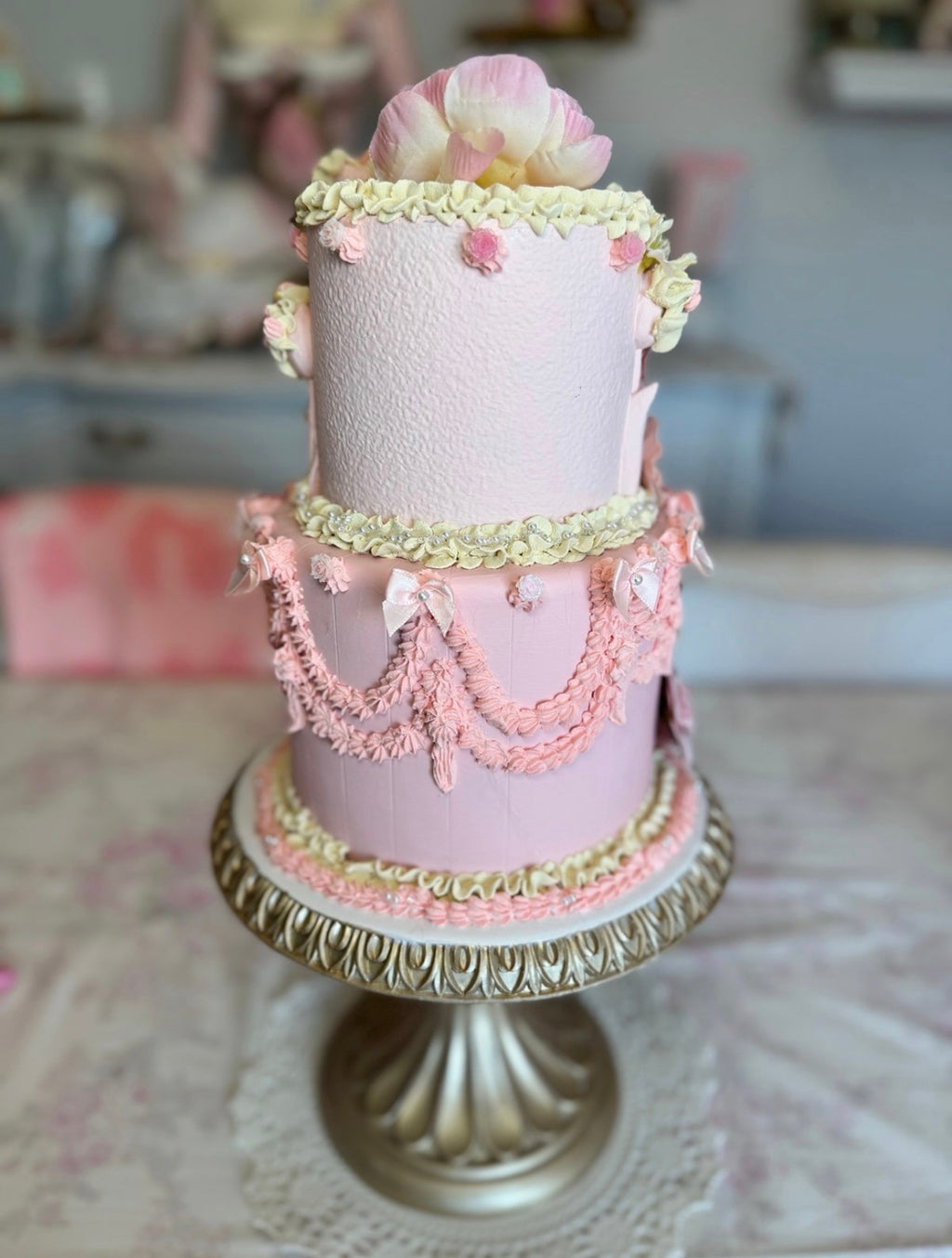 Pink Custom Faux Floral Cake