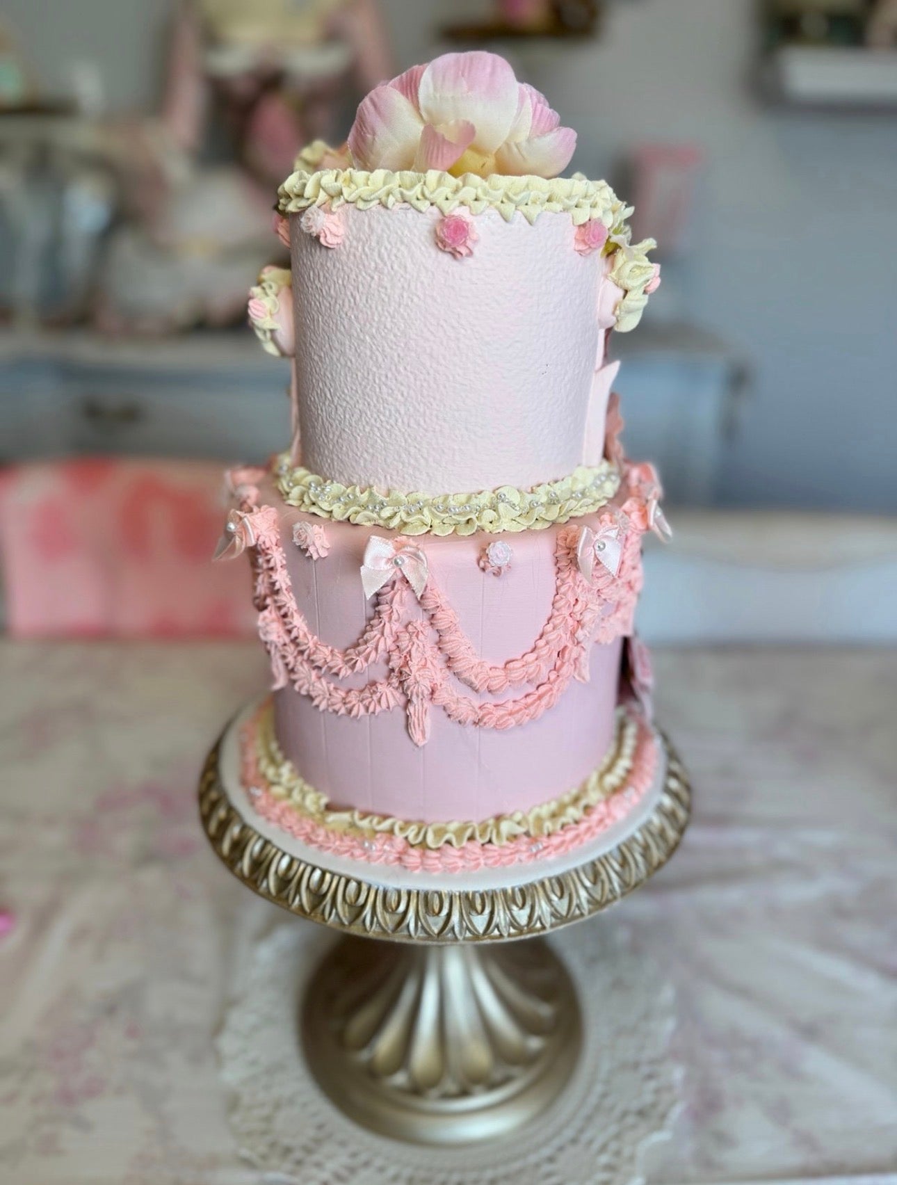 Pink Custom Faux Floral Cake
