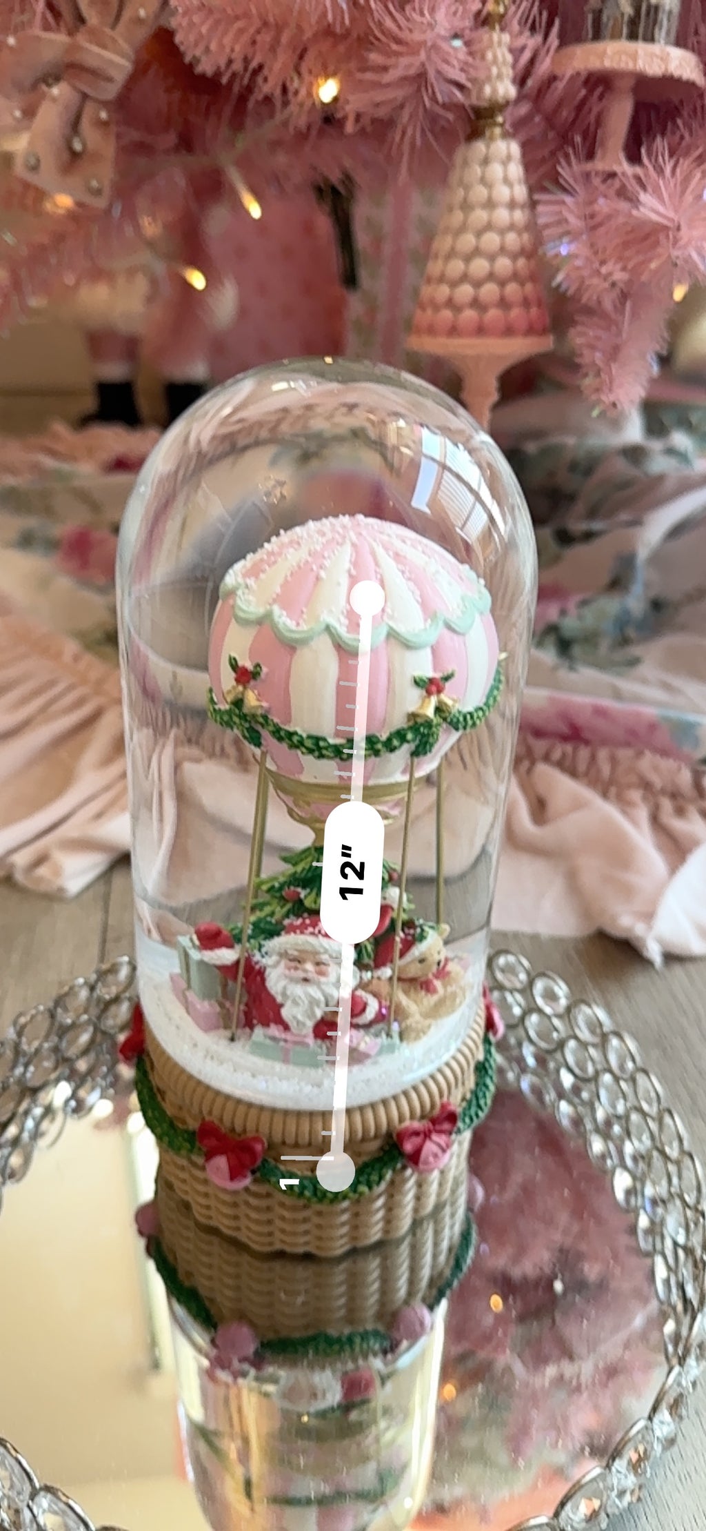 Santa on balloon musical water globe