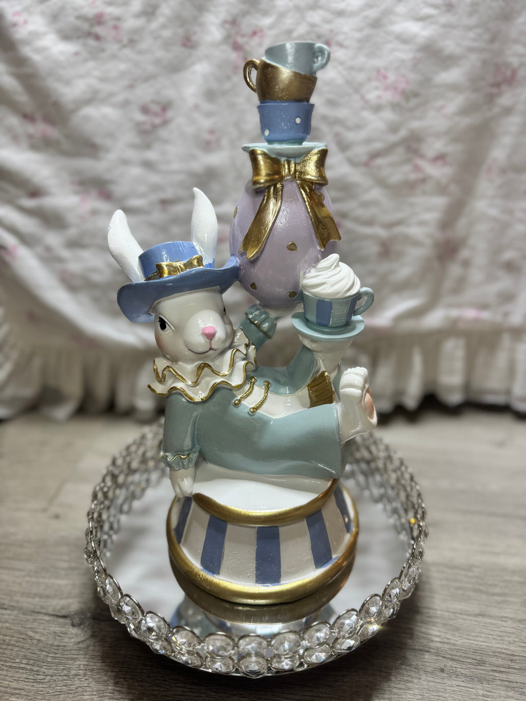 Pastel Bunny seating with teacups and bow