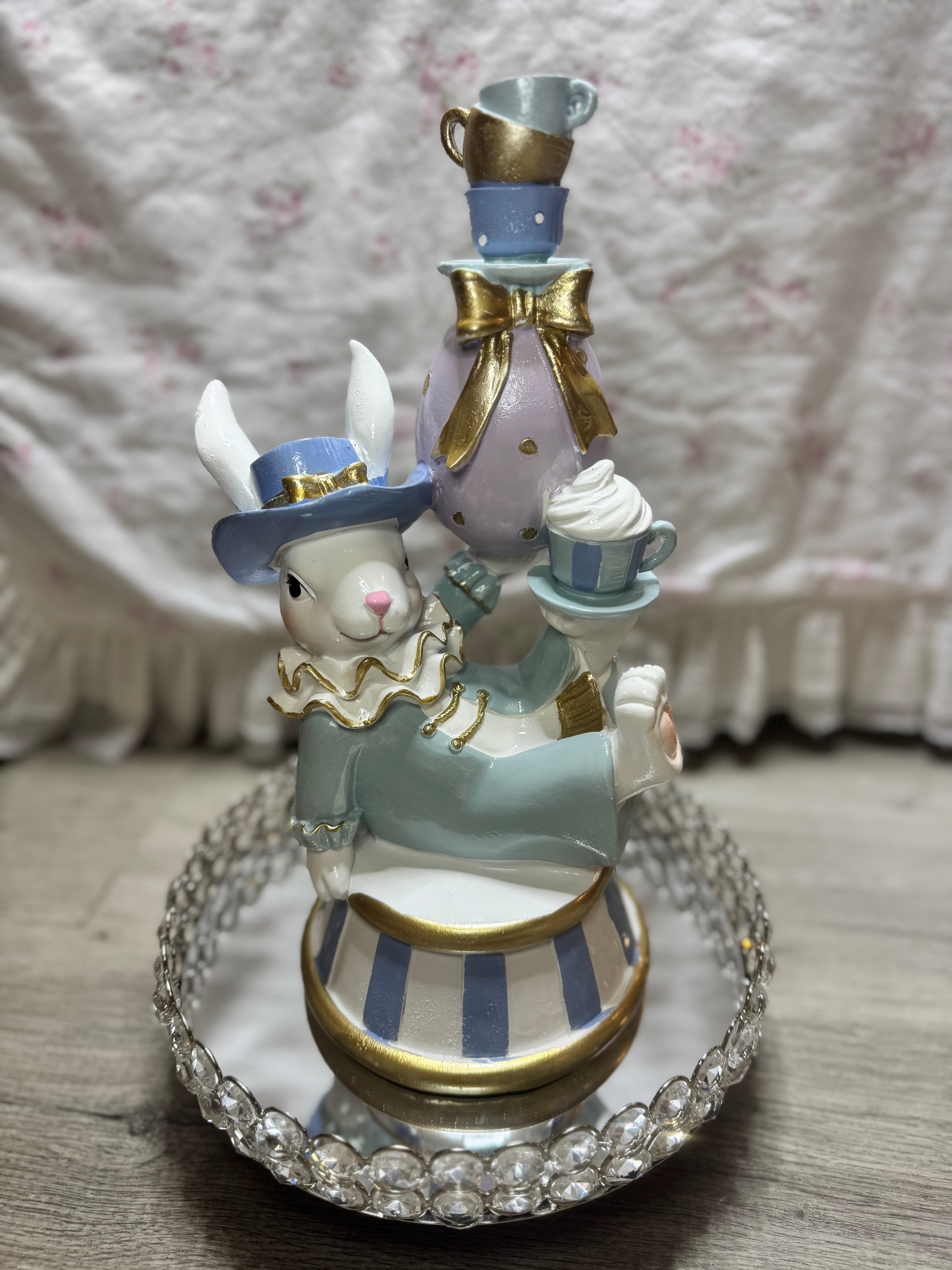 Pastel Bunny seating with teacups and bow