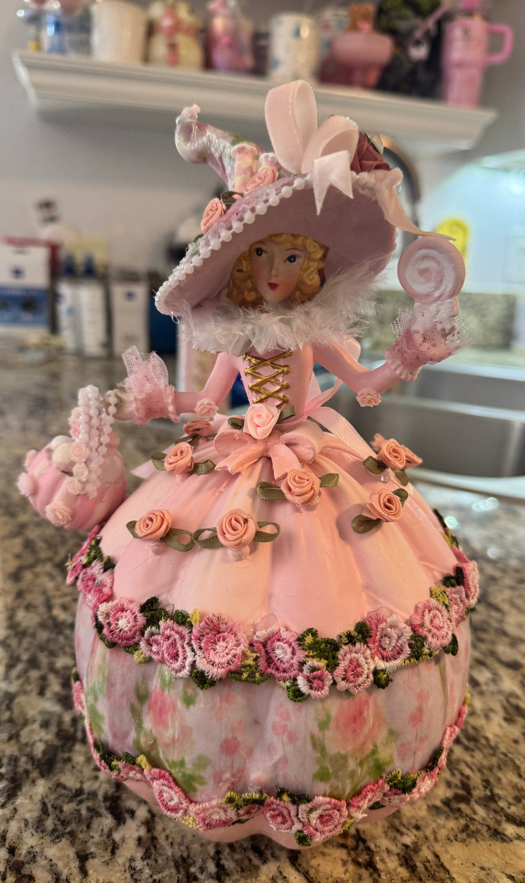 Pink Halloween witch with puffy dress- LISTING IS RESERVED