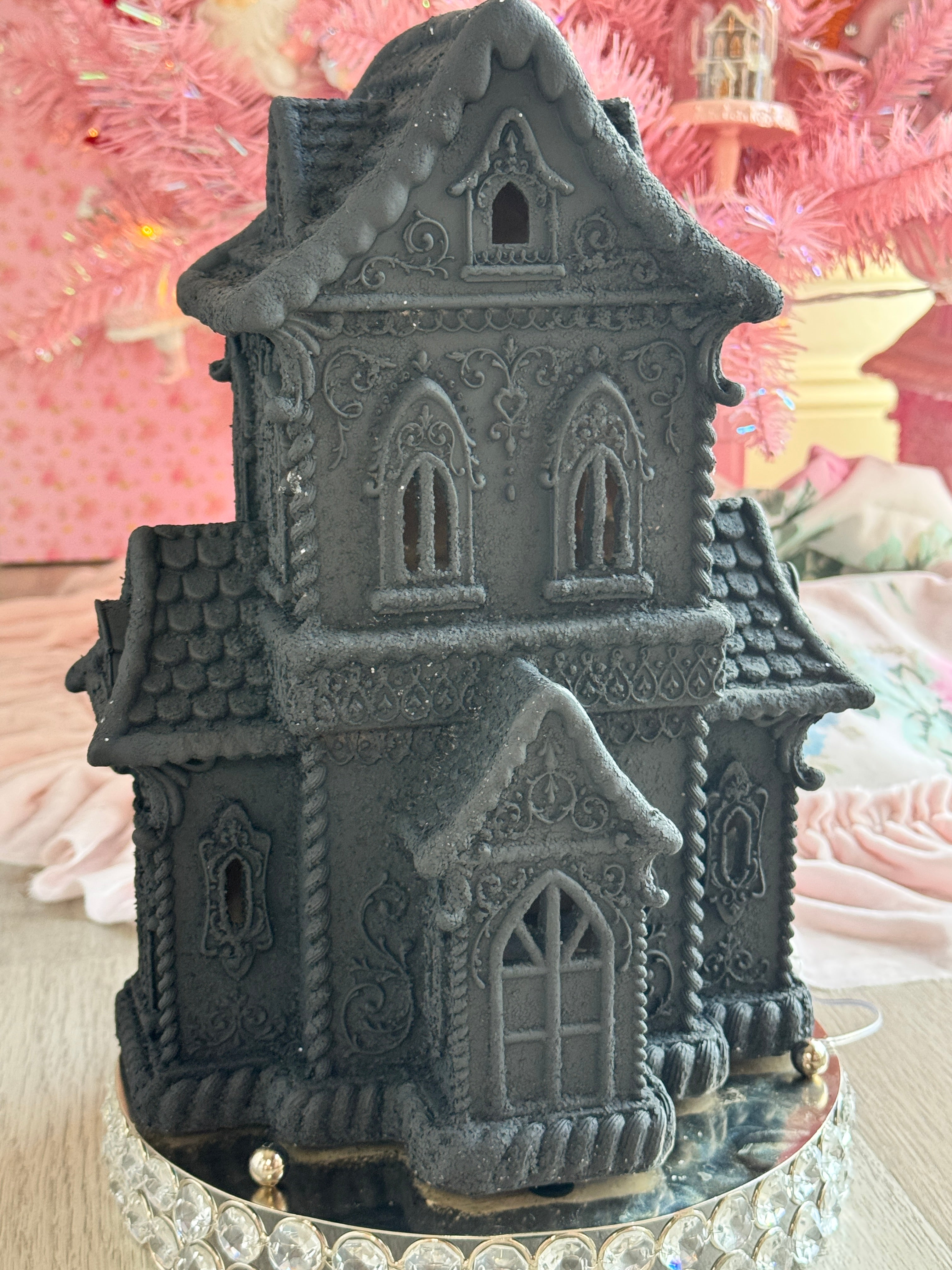 LED Black Halloween Gingerbread House