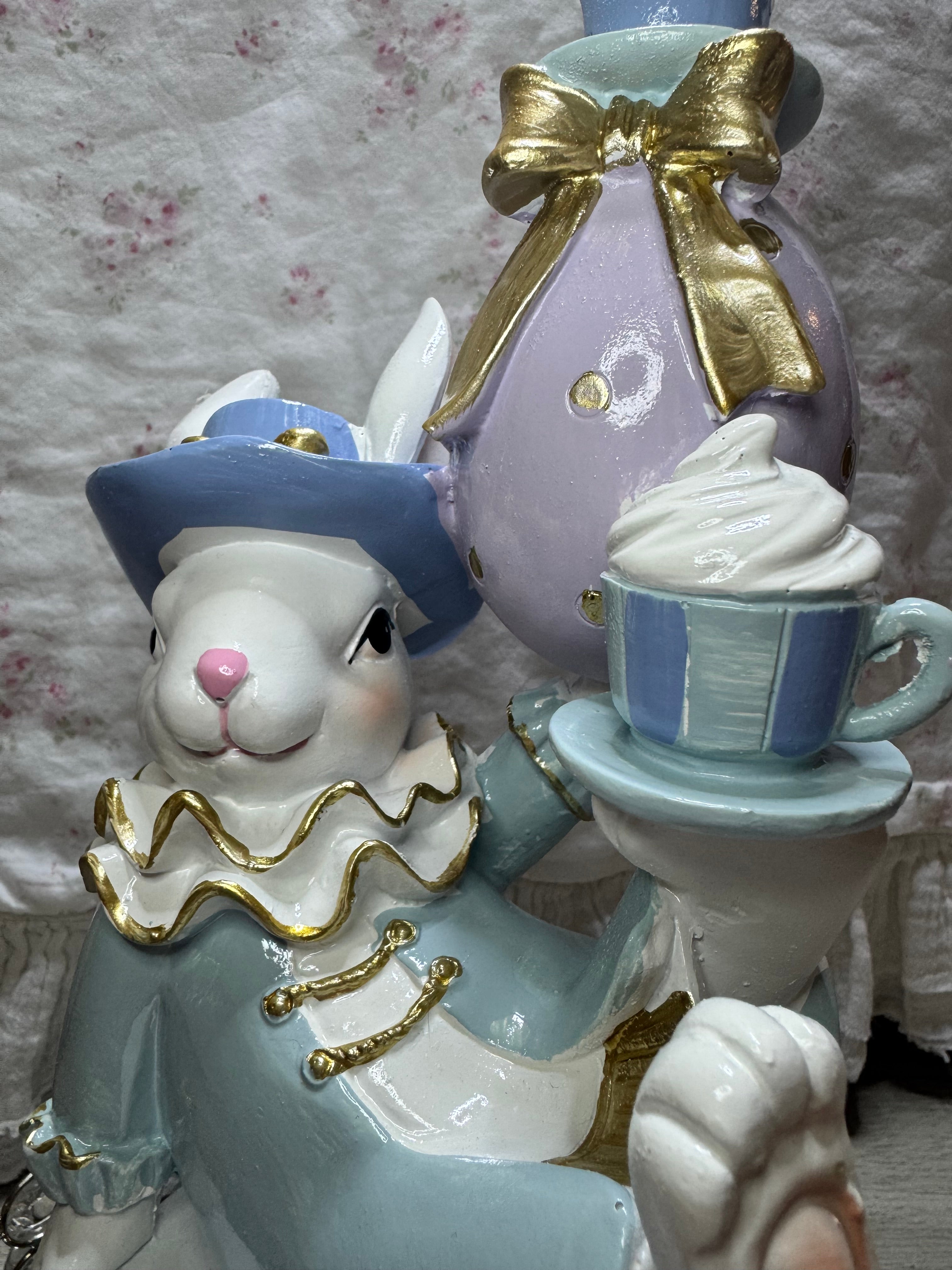 Pastel Bunny seating with teacups and bow