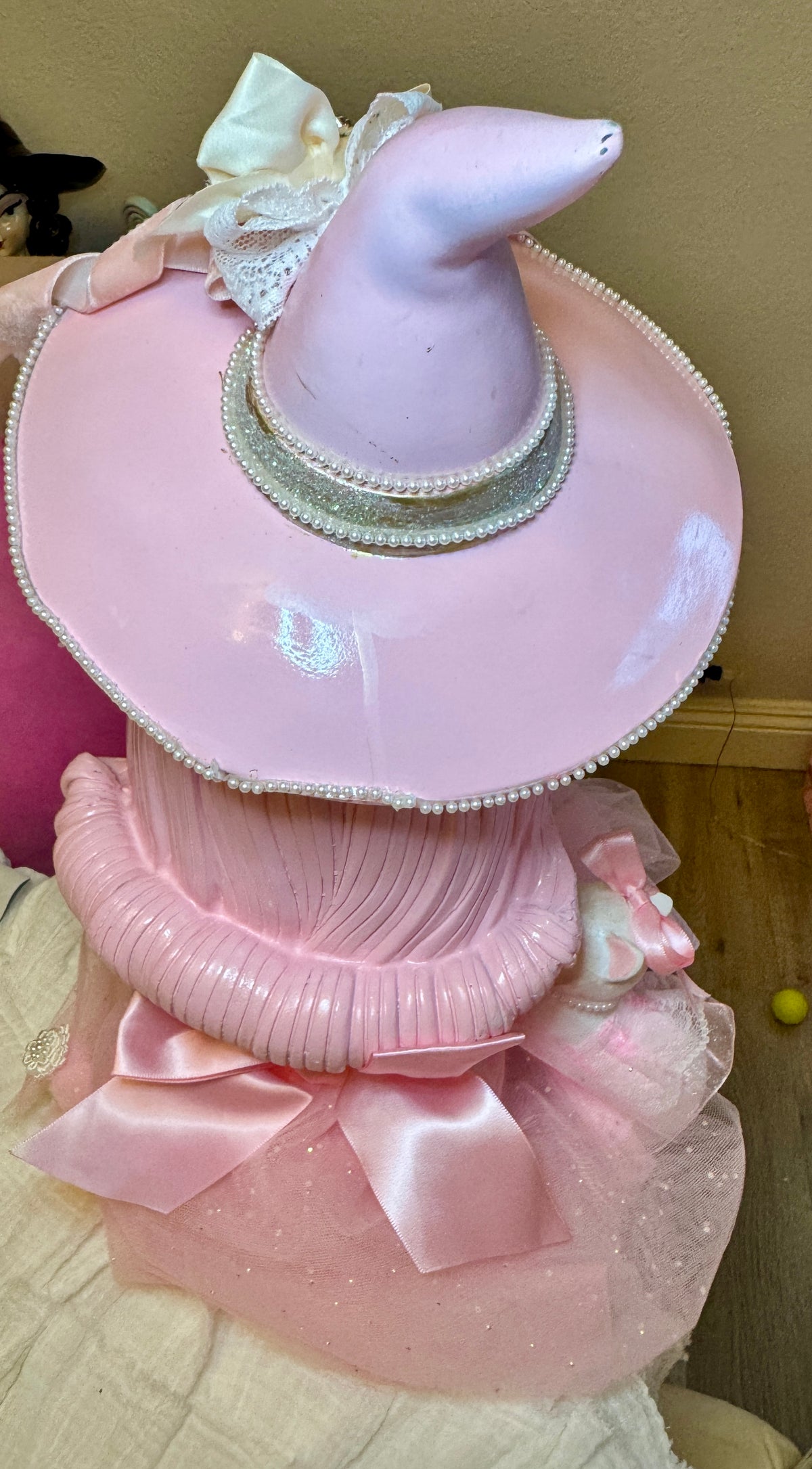 Bespoke pink hair witch  with cat - seater
