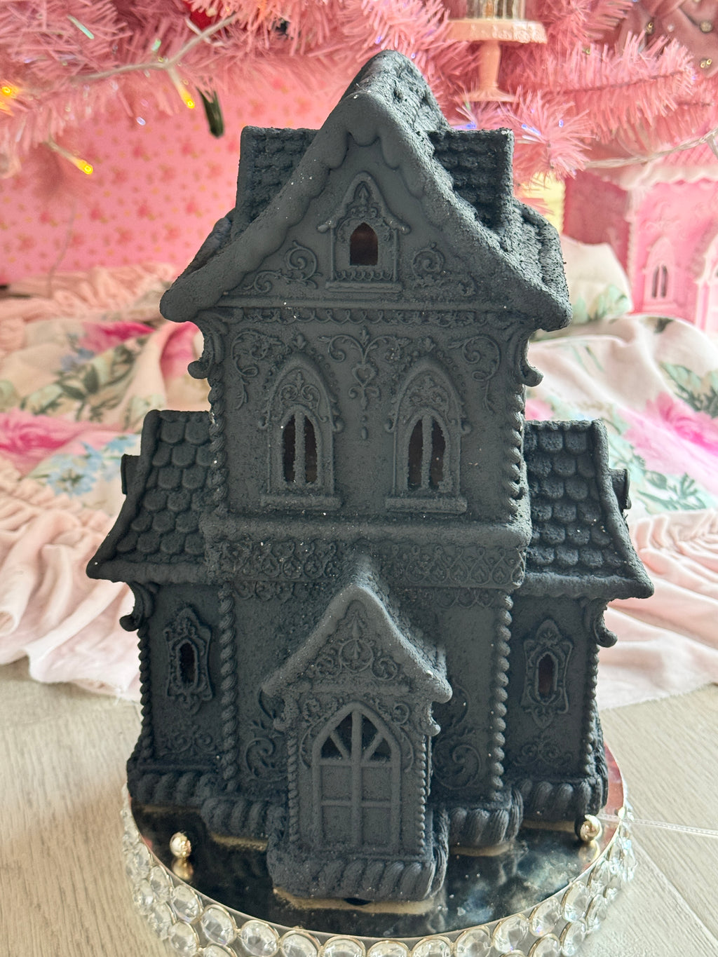 LED Black Halloween Gingerbread House