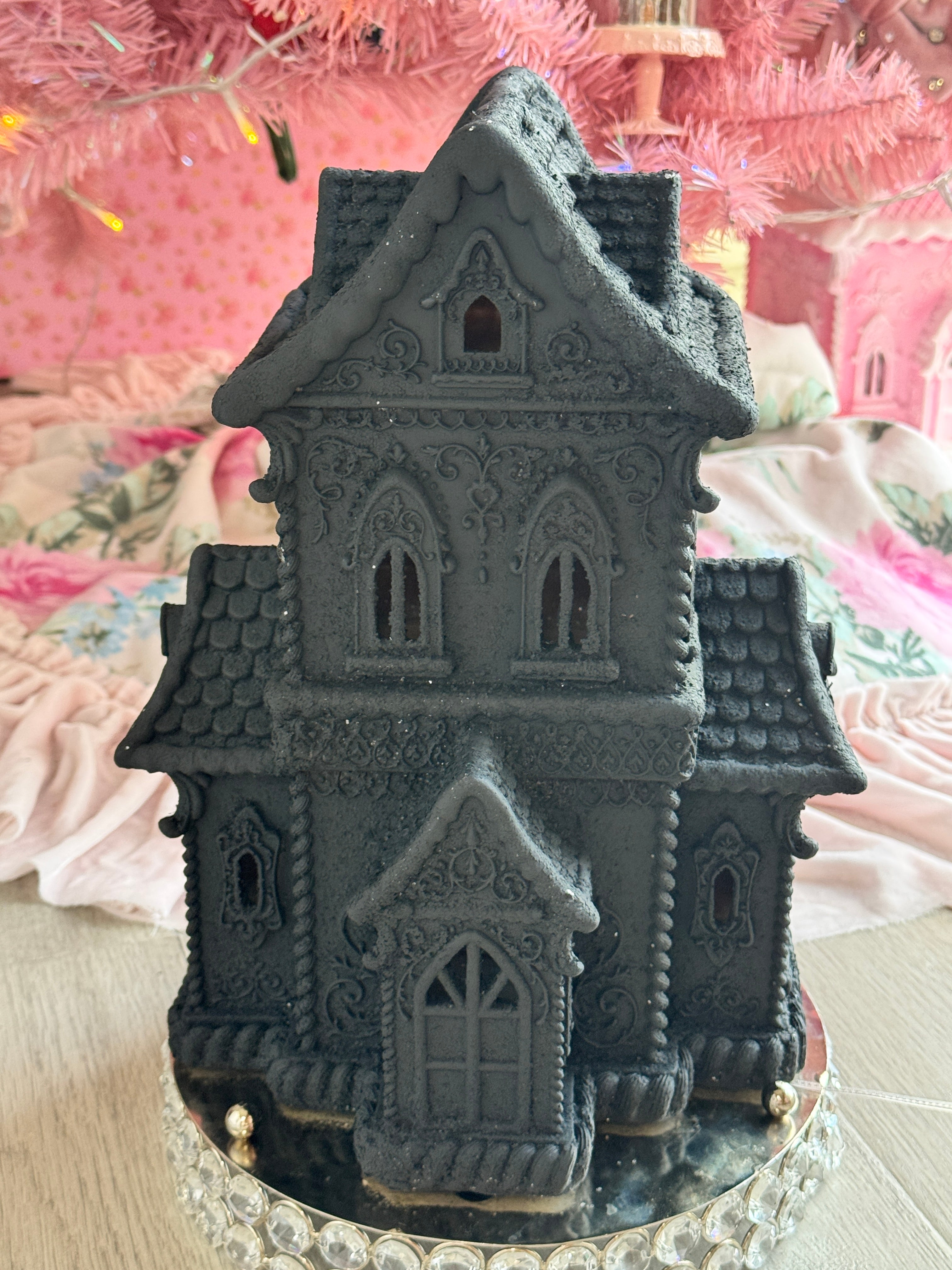 LED Black Halloween Gingerbread House