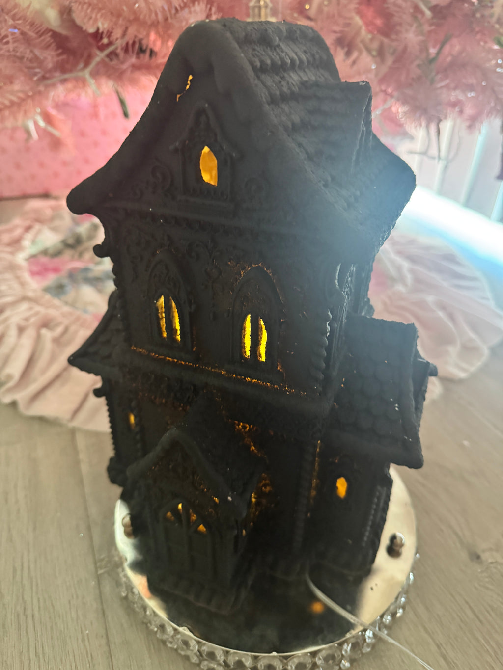 LED Black Halloween Gingerbread House