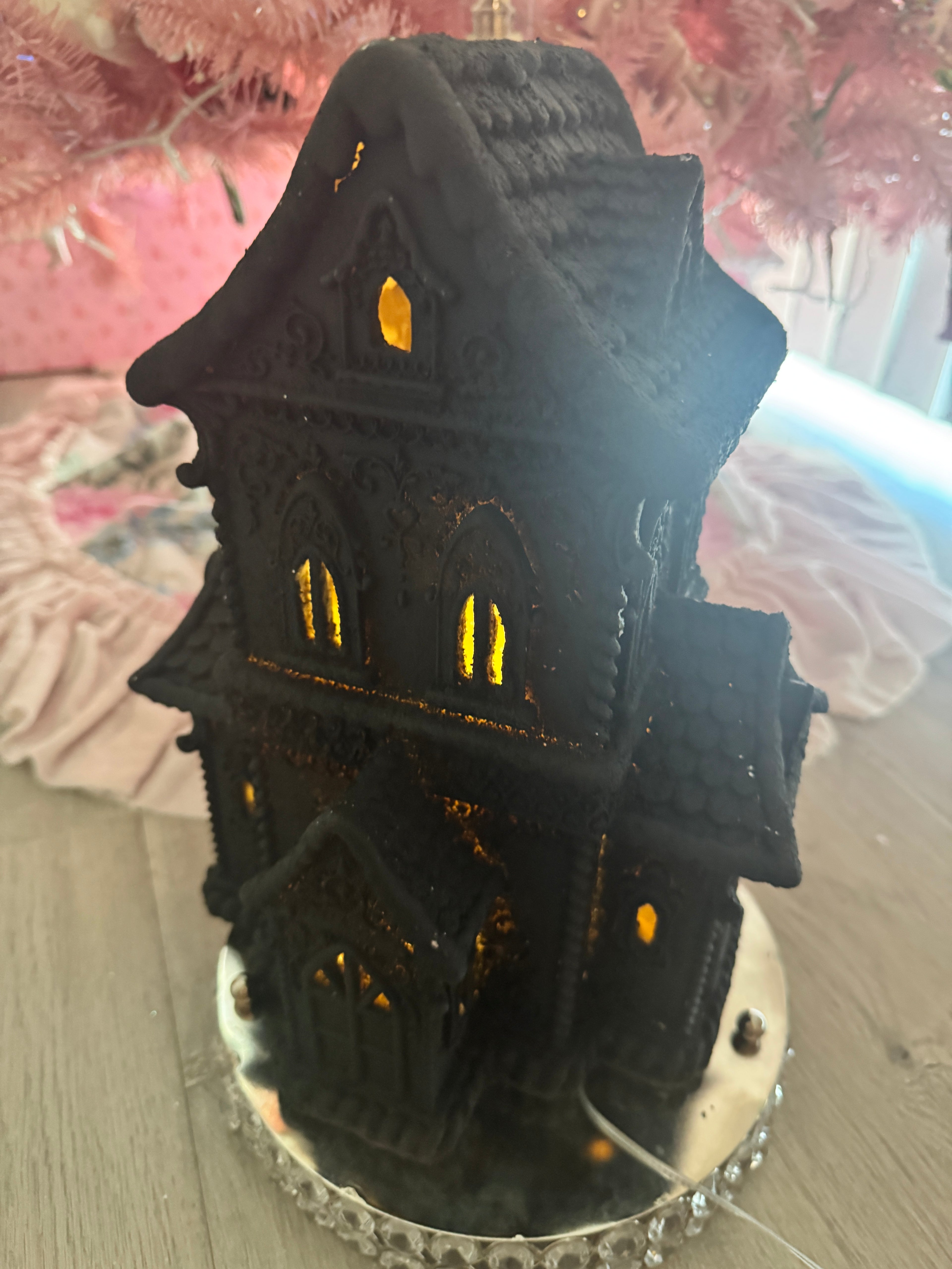 LED Black Halloween Gingerbread House