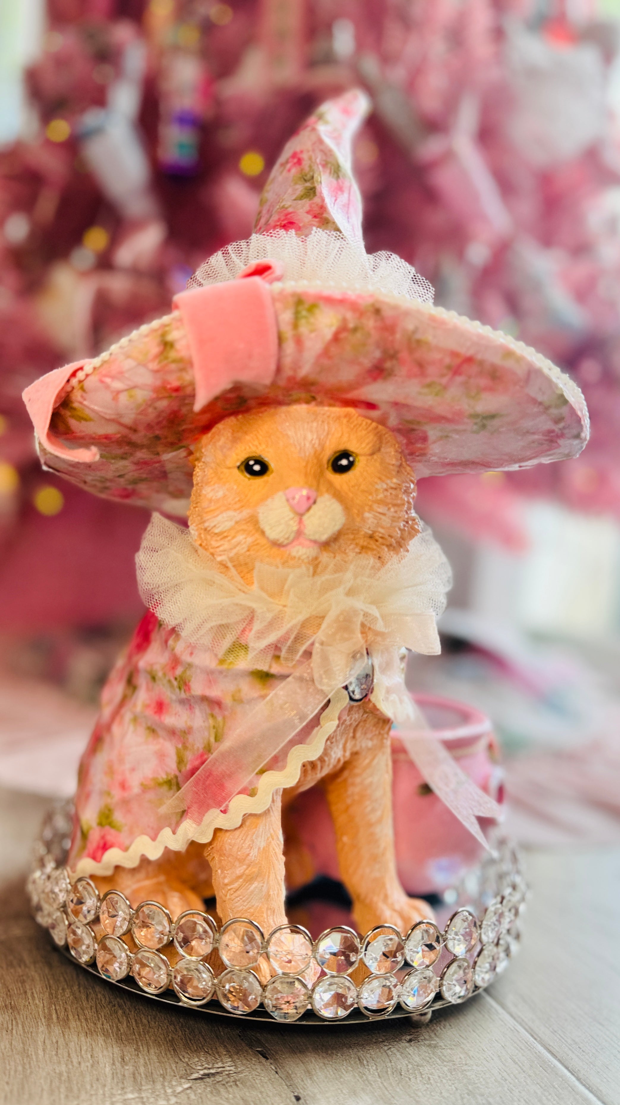 Pink Custom Halloween Cat With LED cauldron
