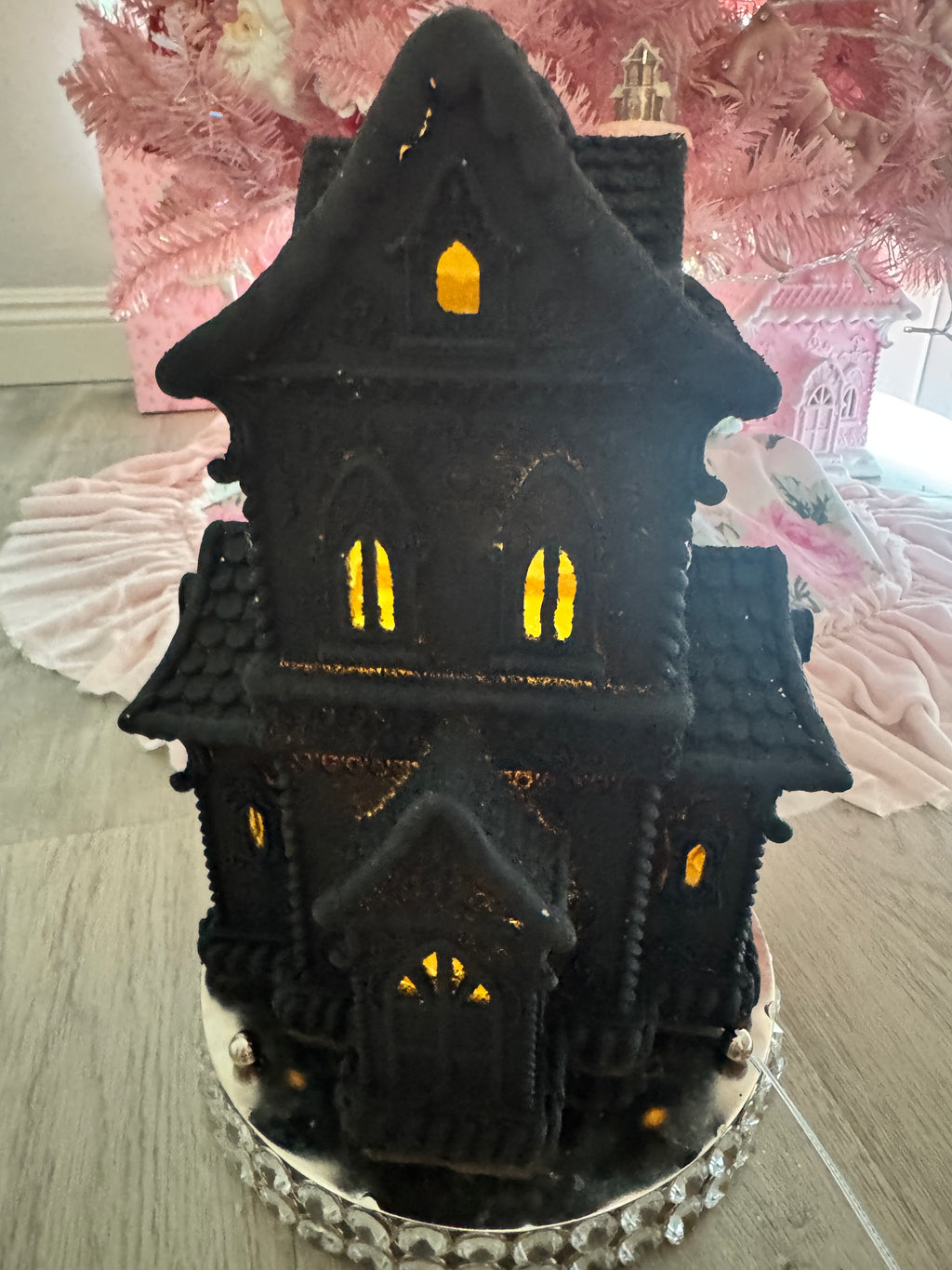 LED Black Halloween Gingerbread House