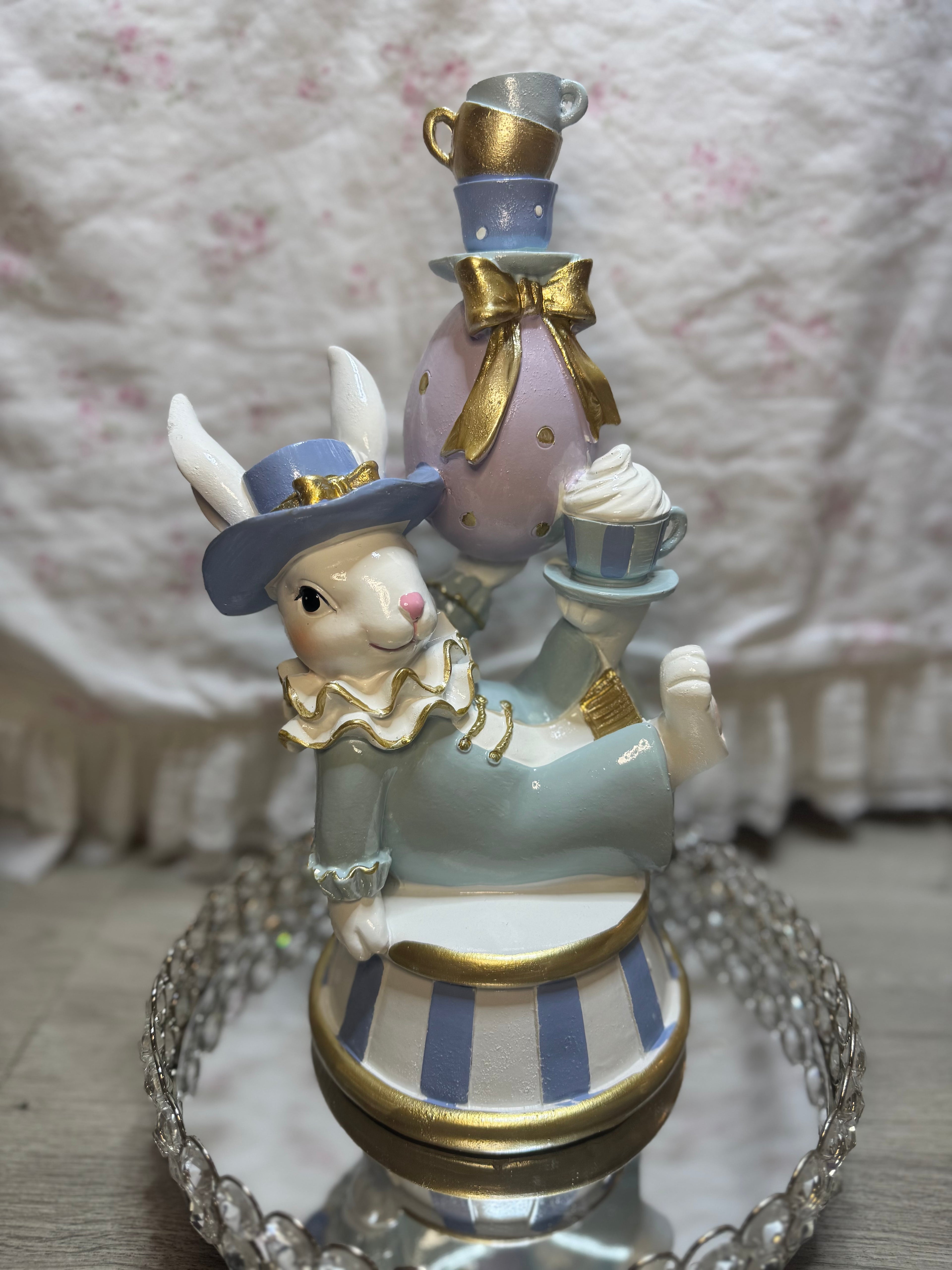Pastel Bunny seating with teacups and bow