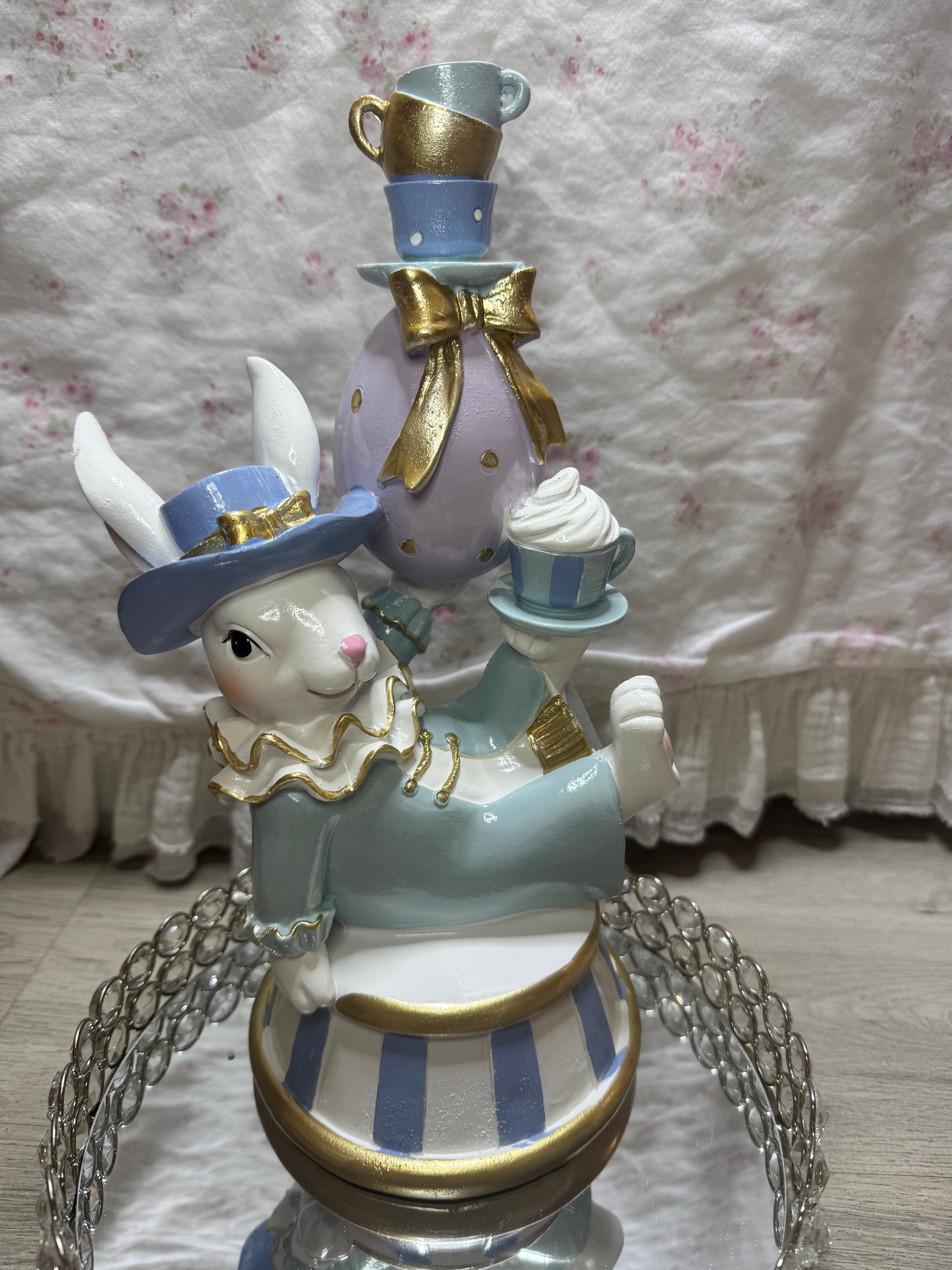 Pastel Bunny seating with teacups and bow