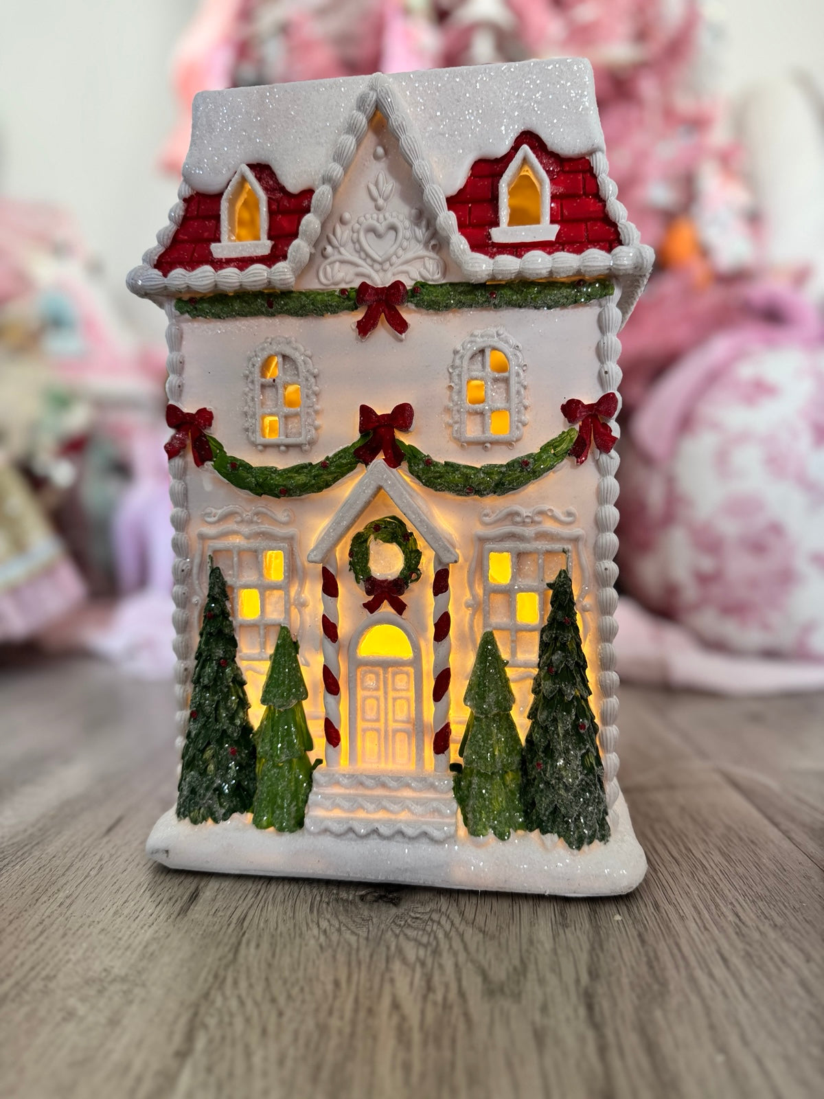 White LED Gingerbread Victorian House