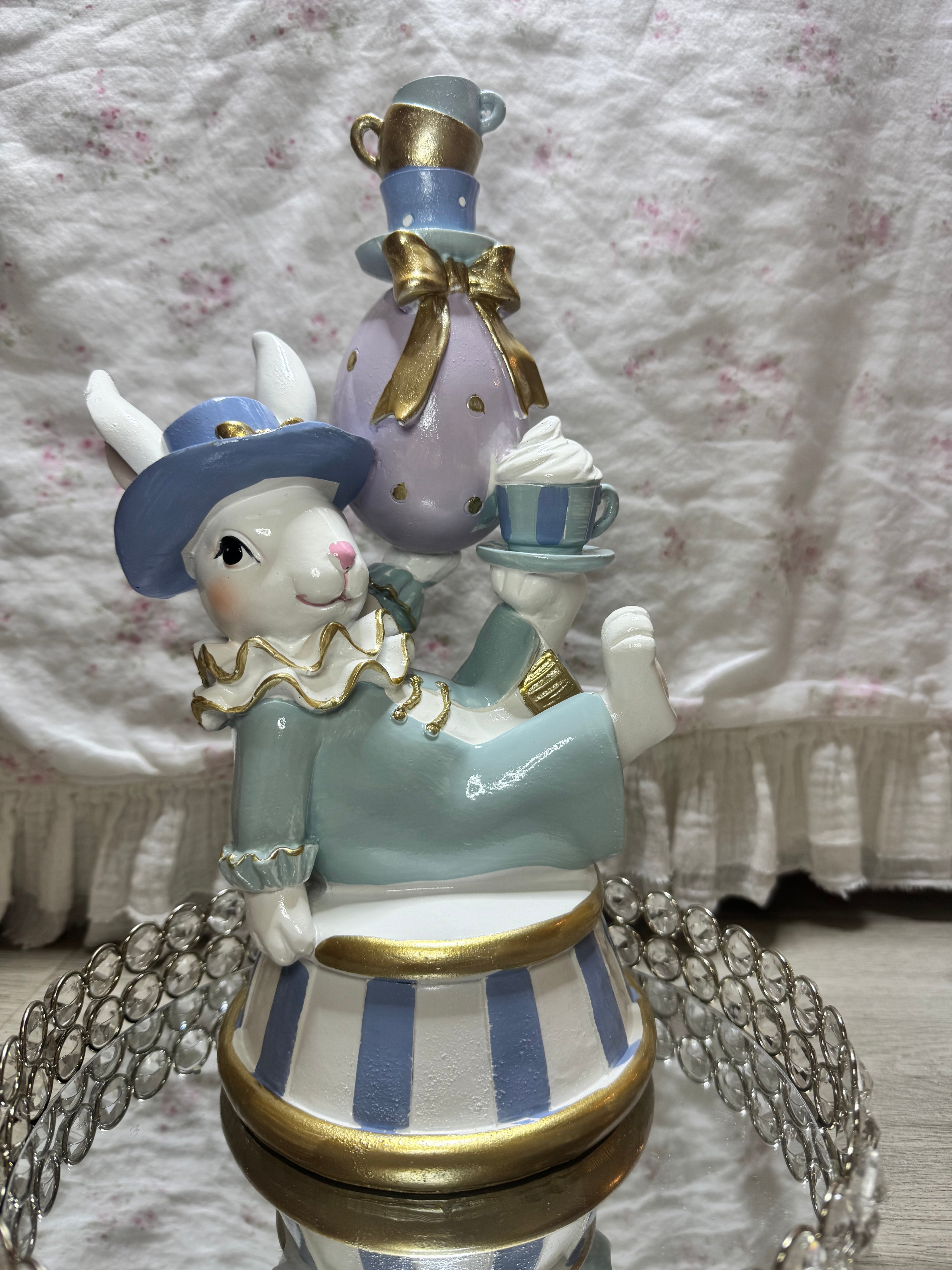 Pastel Bunny seating with teacups and bow