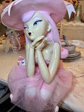 Bespoke pink hair witch  with cat - seater