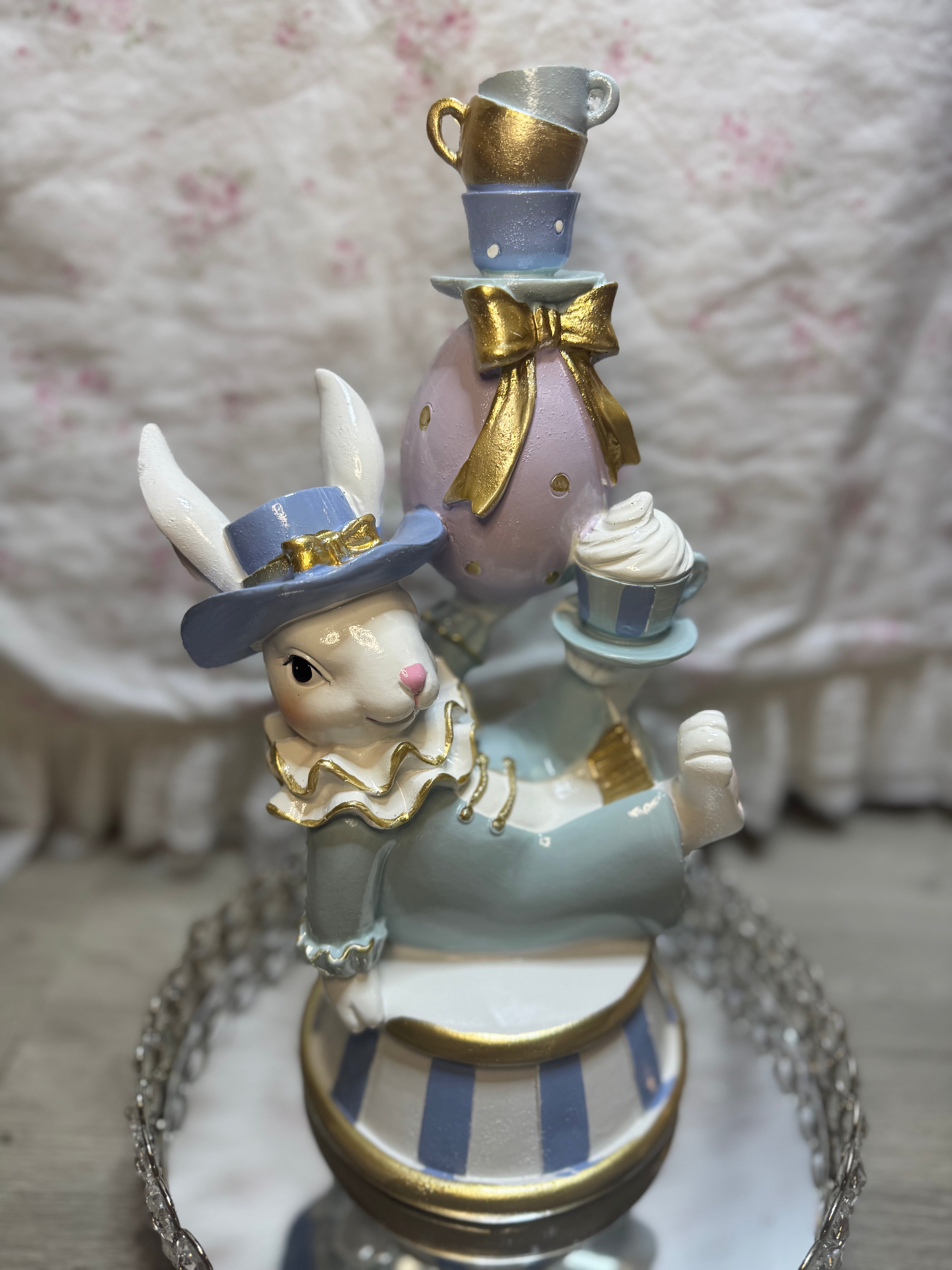 Pastel Bunny seating with teacups and bow