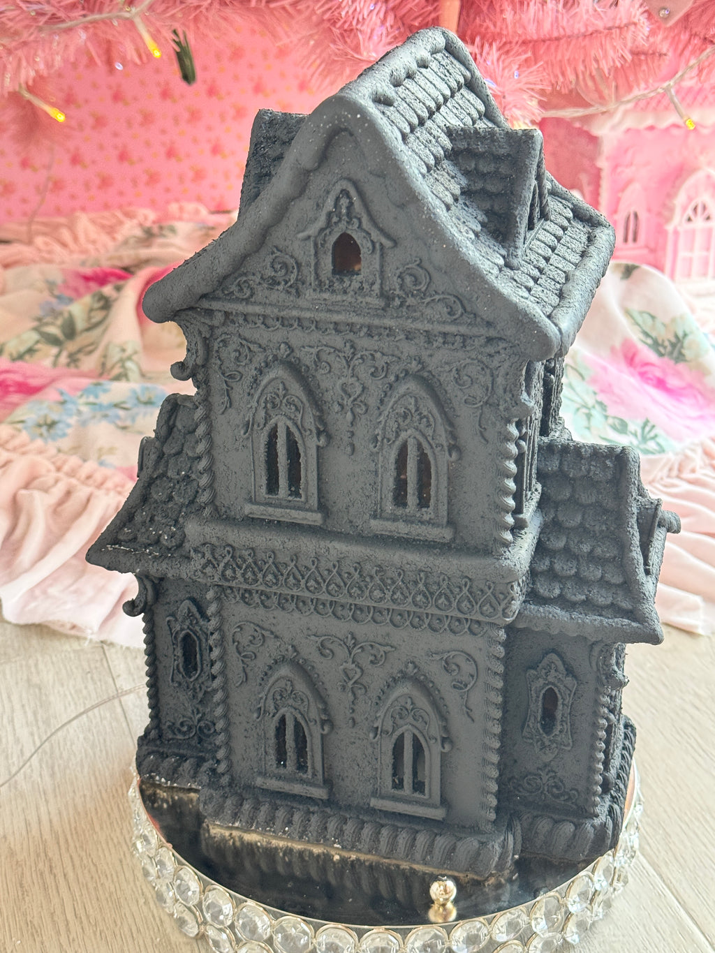 LED Black Halloween Gingerbread House