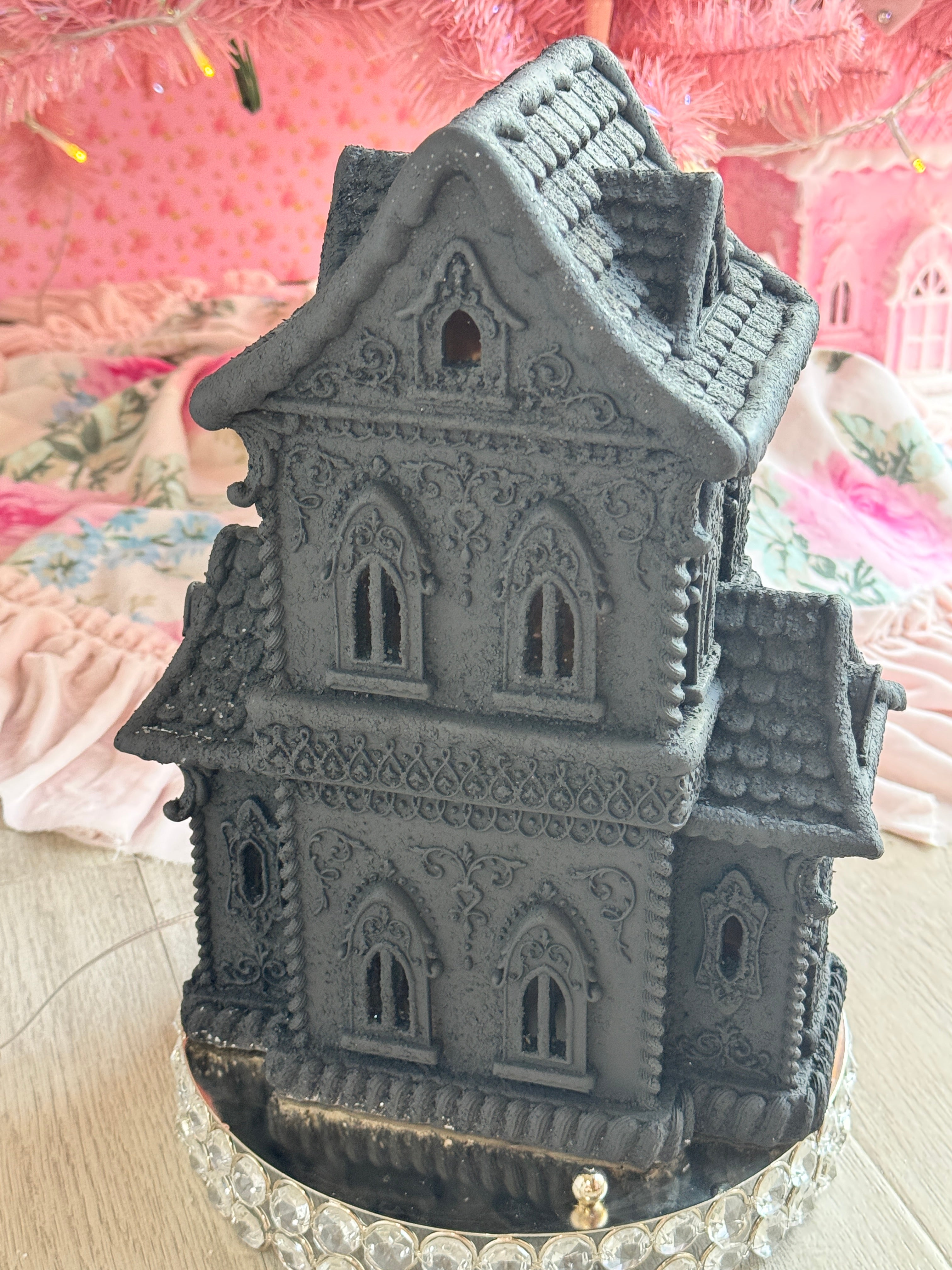 LED Black Halloween Gingerbread House