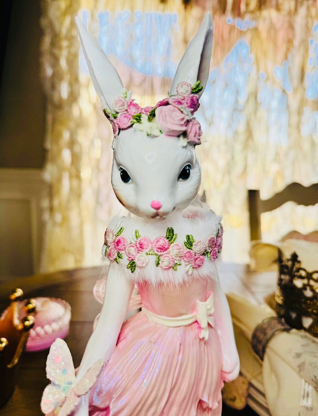 Pink Bunny Easter Figurine