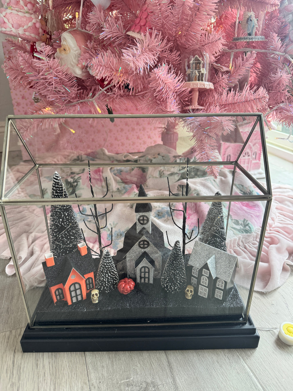 Halloween LED Houses on Glass terrarium
