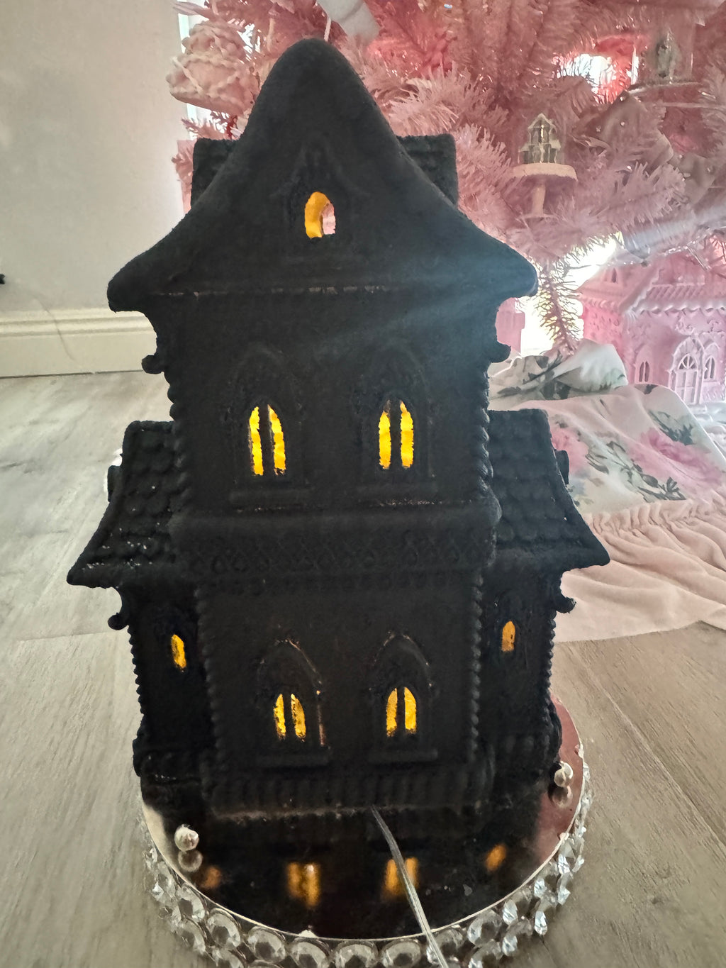LED Black Halloween Gingerbread House