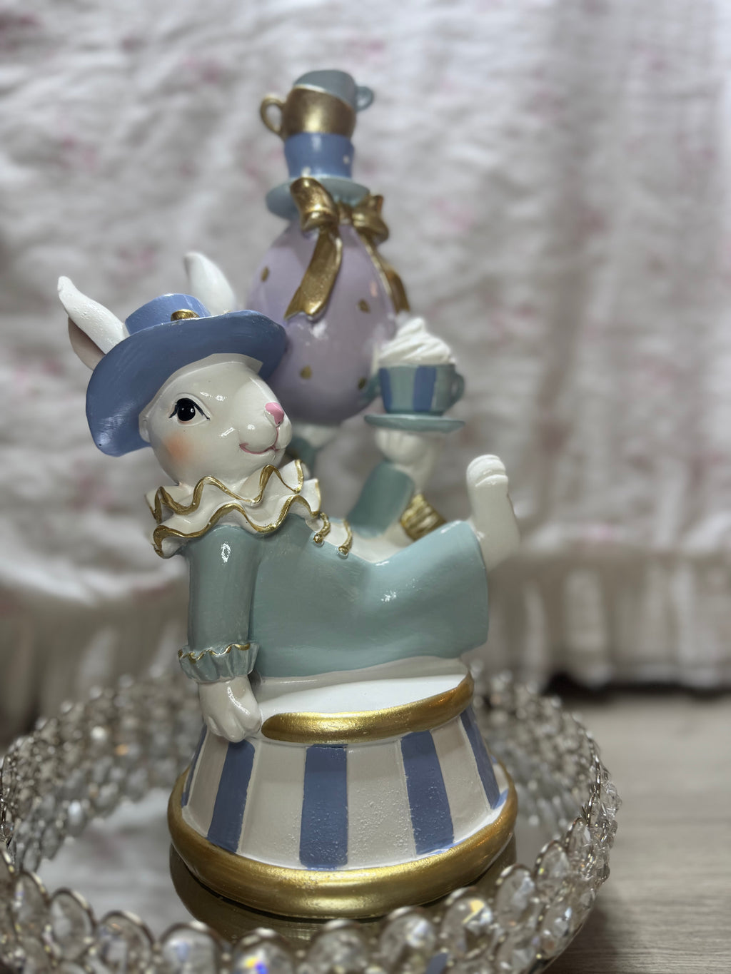 Pastel Bunny seating with teacups and bow