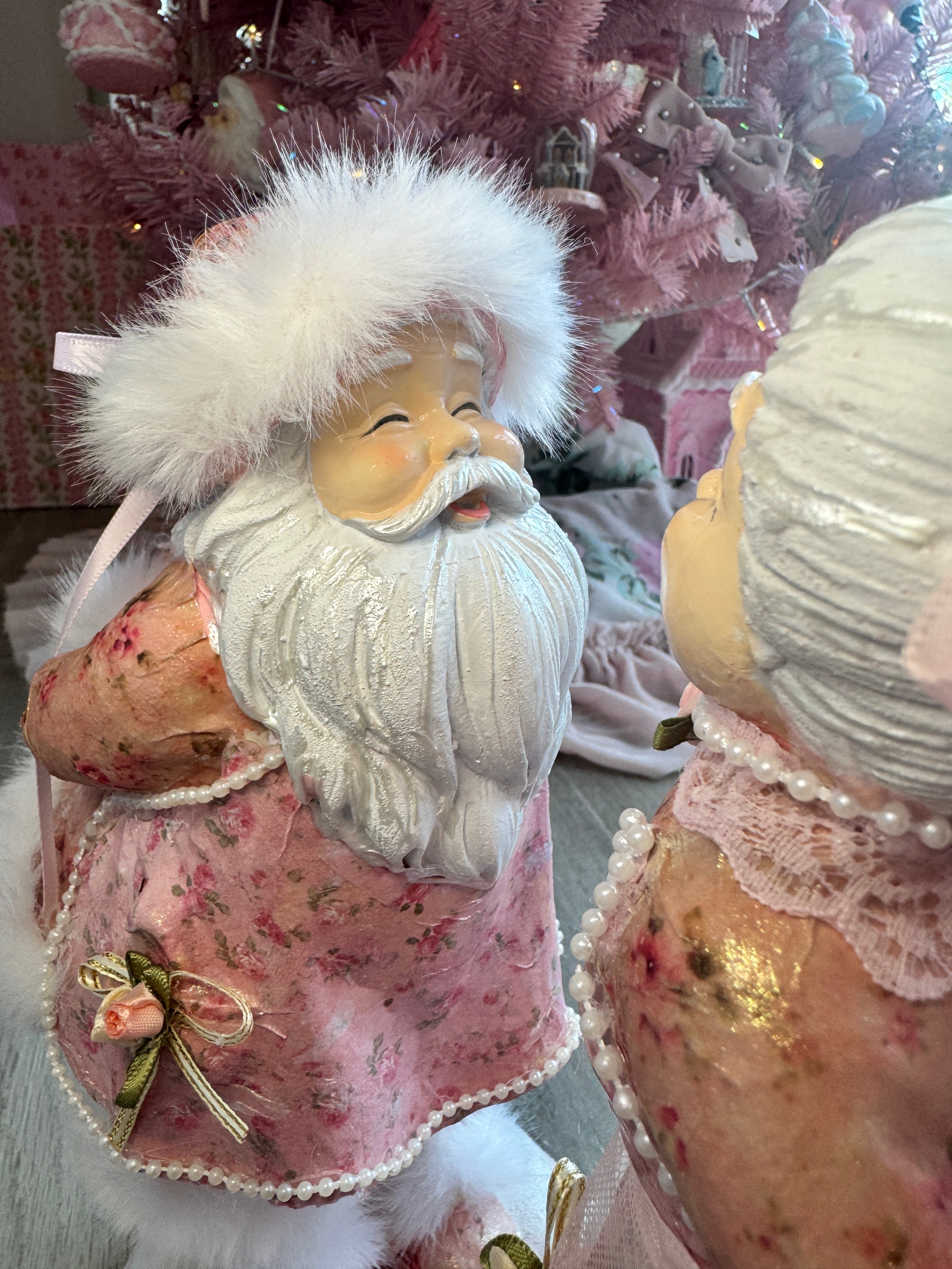 Pink Mr and Mrs Claus Special Edition Figurine
