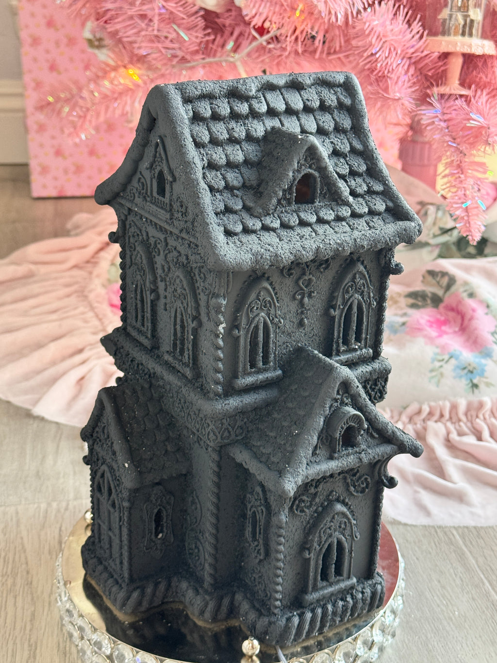 LED Black Halloween Gingerbread House