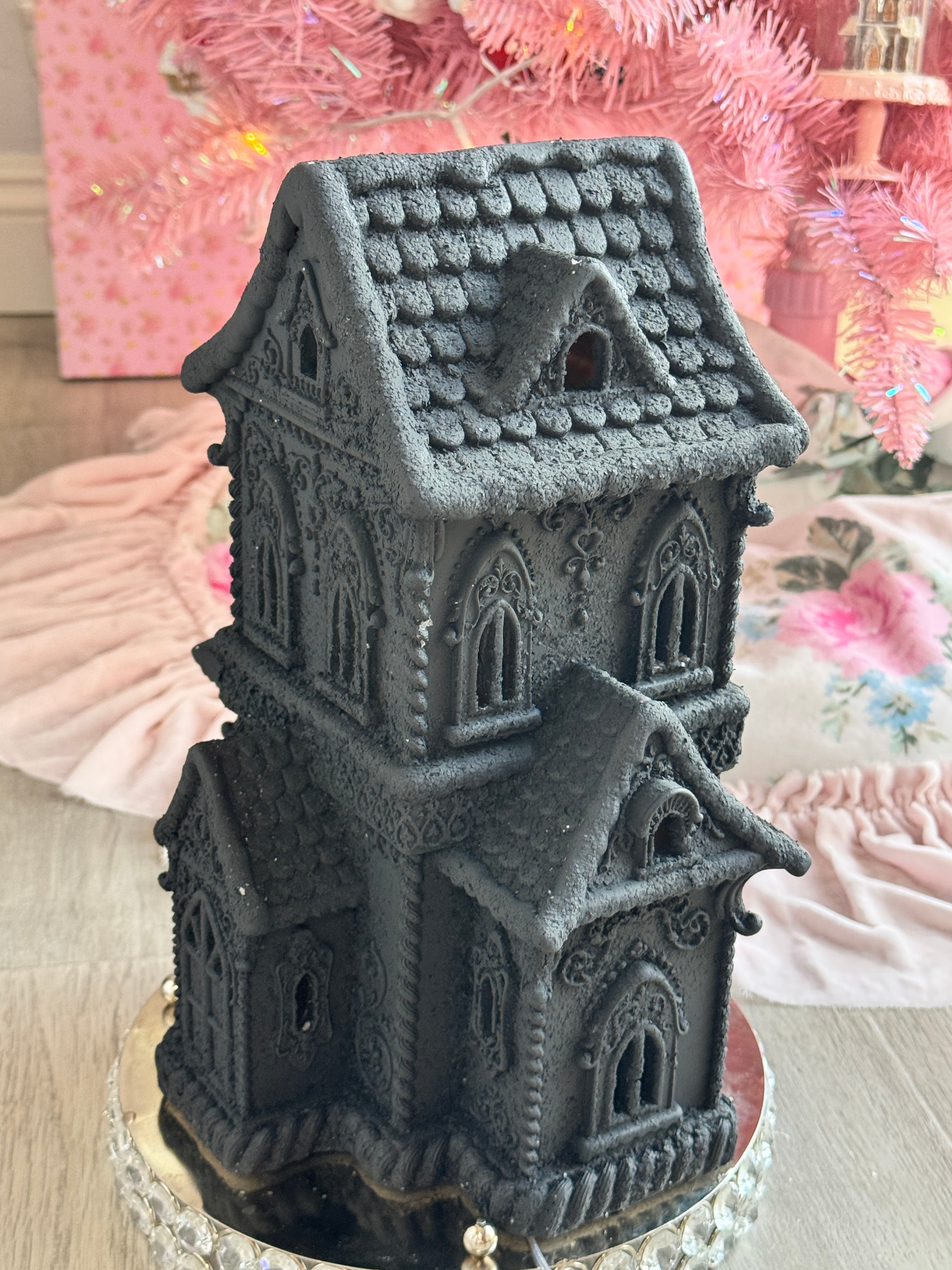 LED Black Halloween Gingerbread House