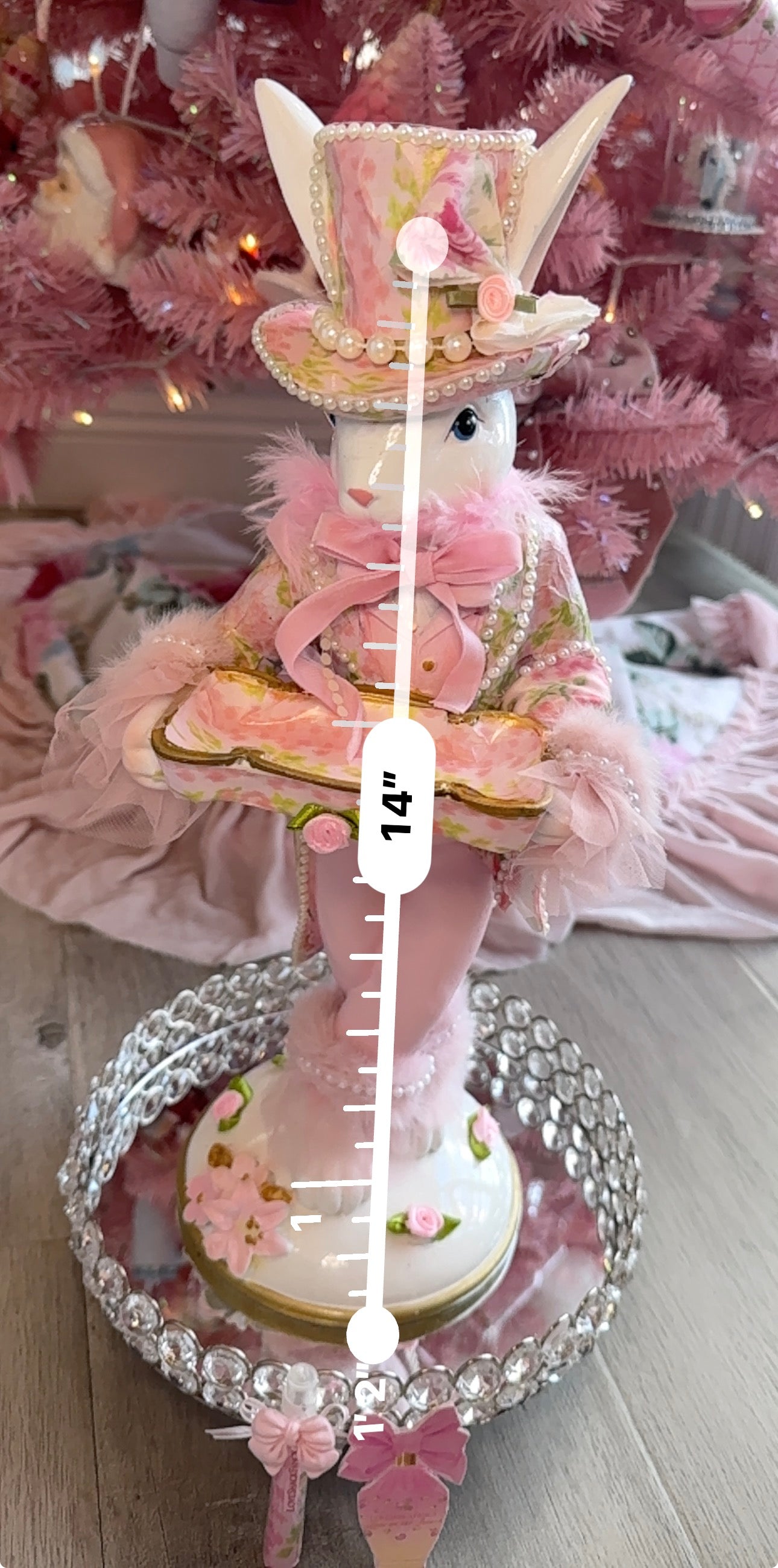 Pink Floral Bunny with tray
