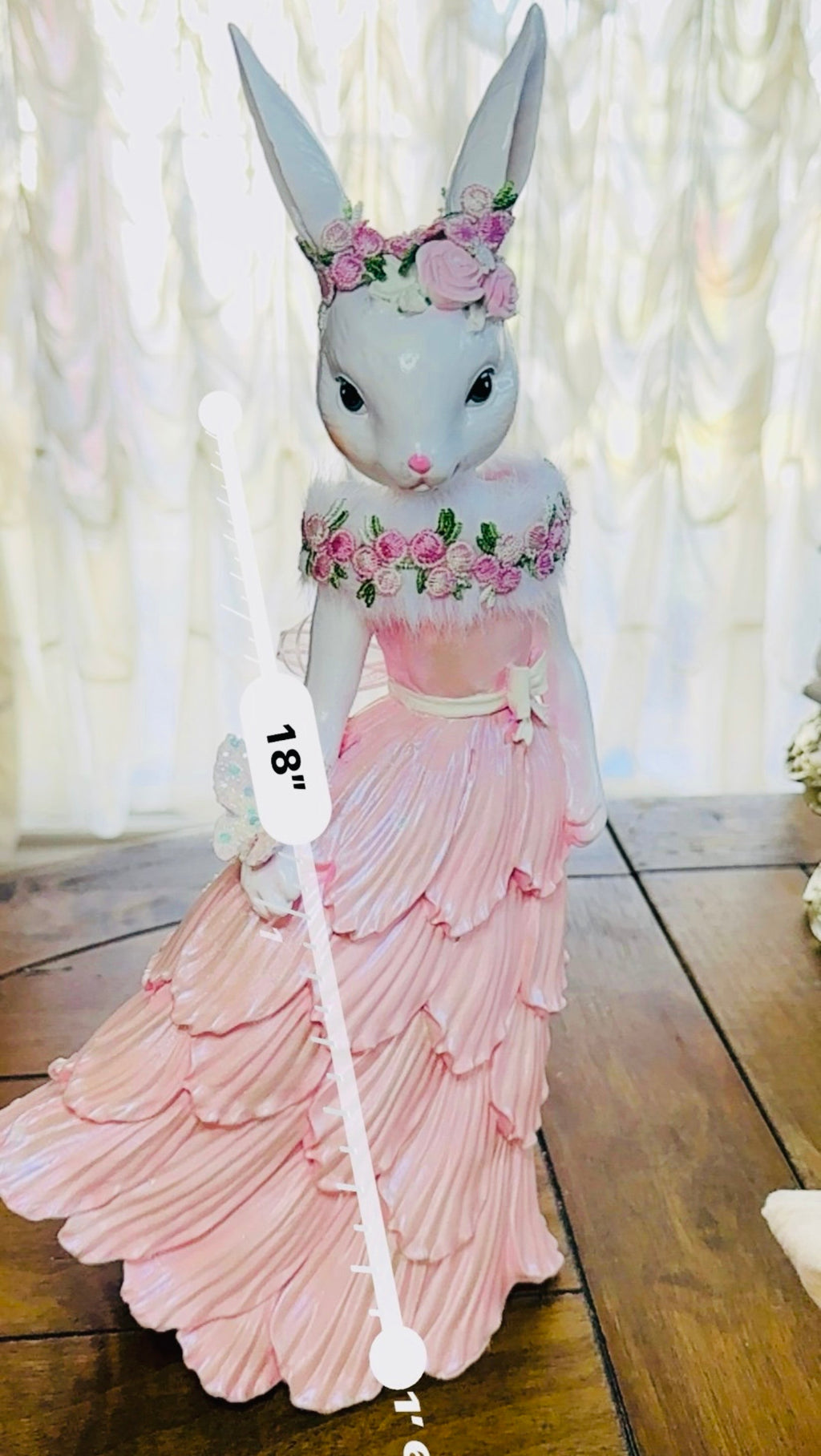 Pink Bunny Easter Figurine