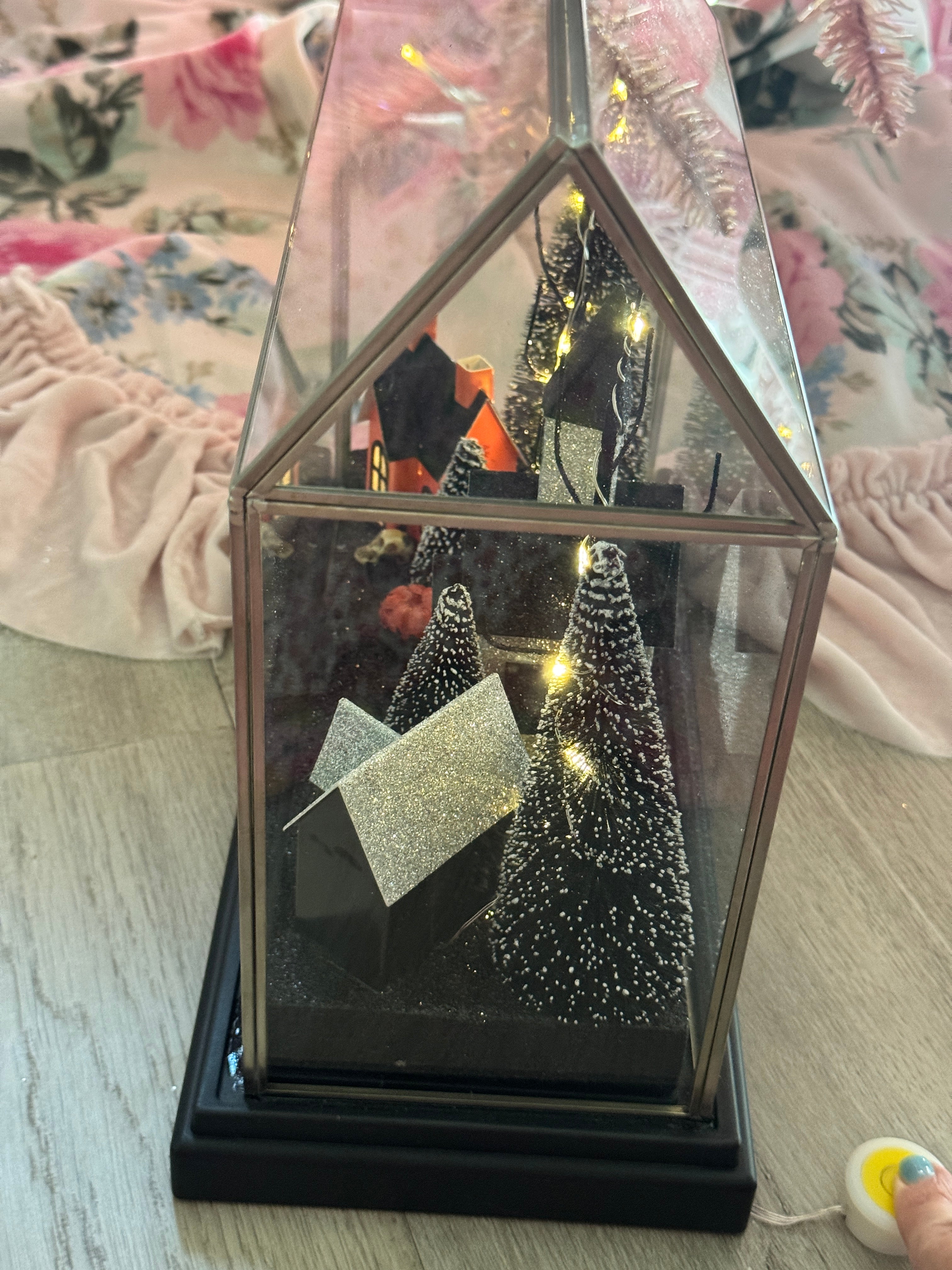 Halloween LED Houses on Glass terrarium