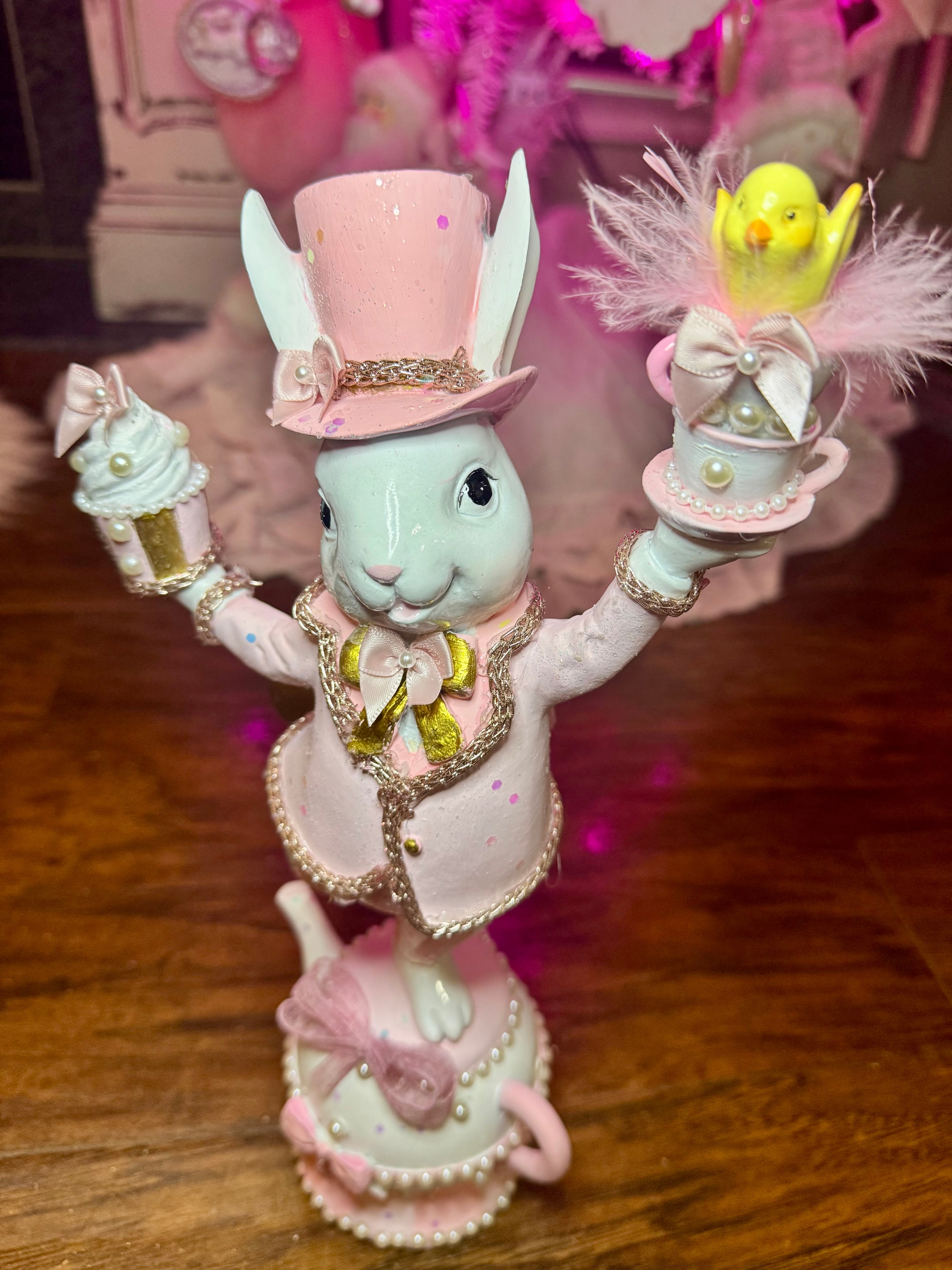 Custom Pink Bunny on Teapot