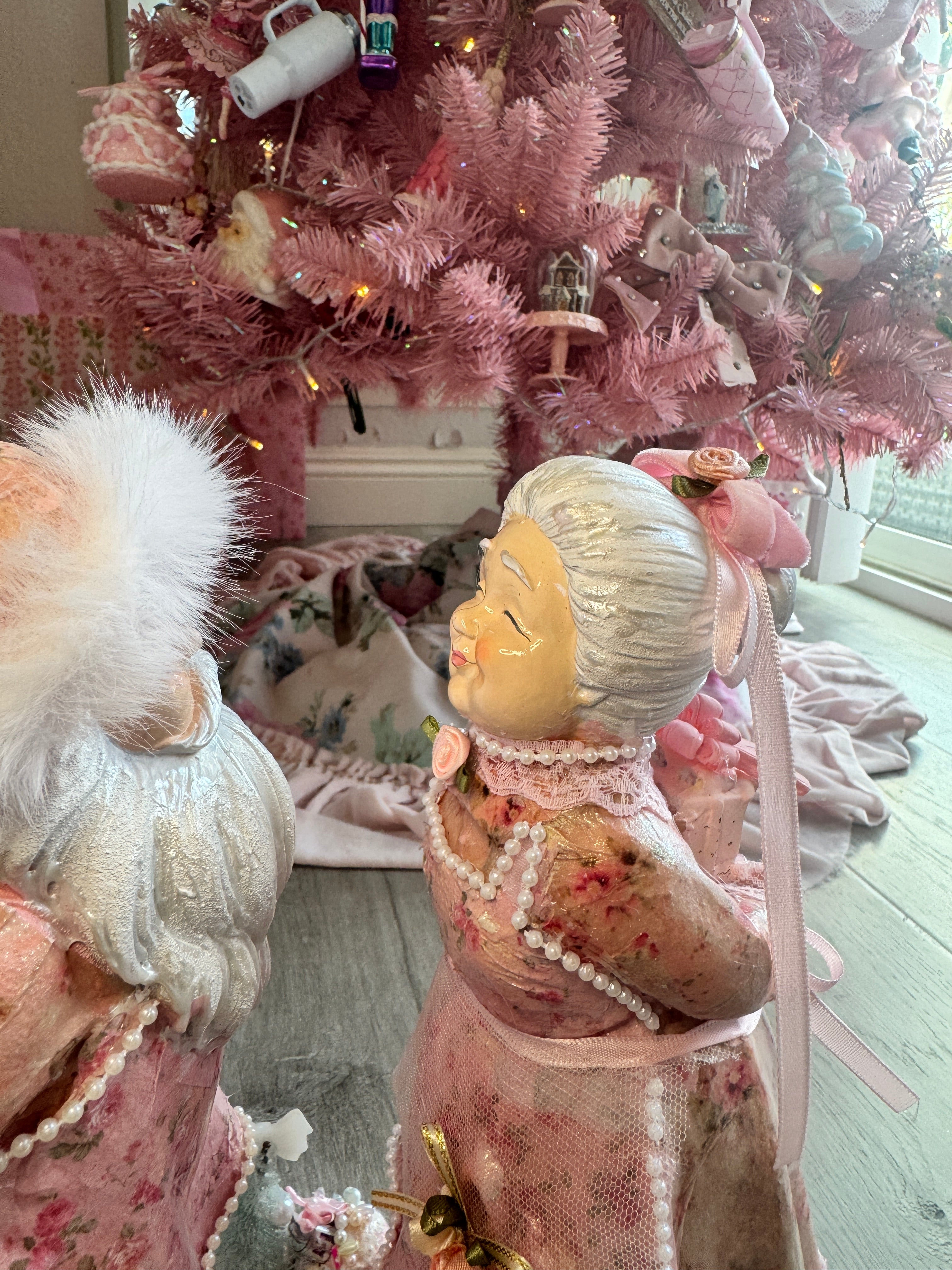 Pink Mr and Mrs Claus Special Edition Figurine