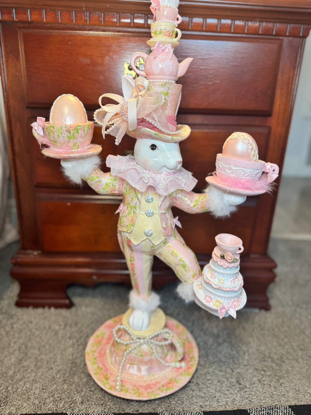 Unique Bespoke Bunny juggling cups and teapot