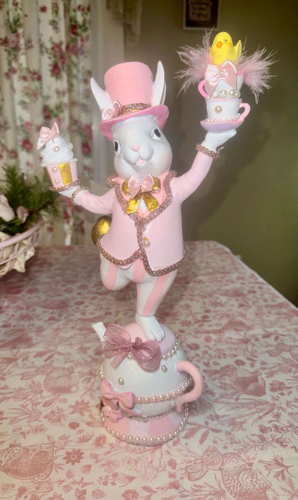 Custom Pink Bunny on Teapot