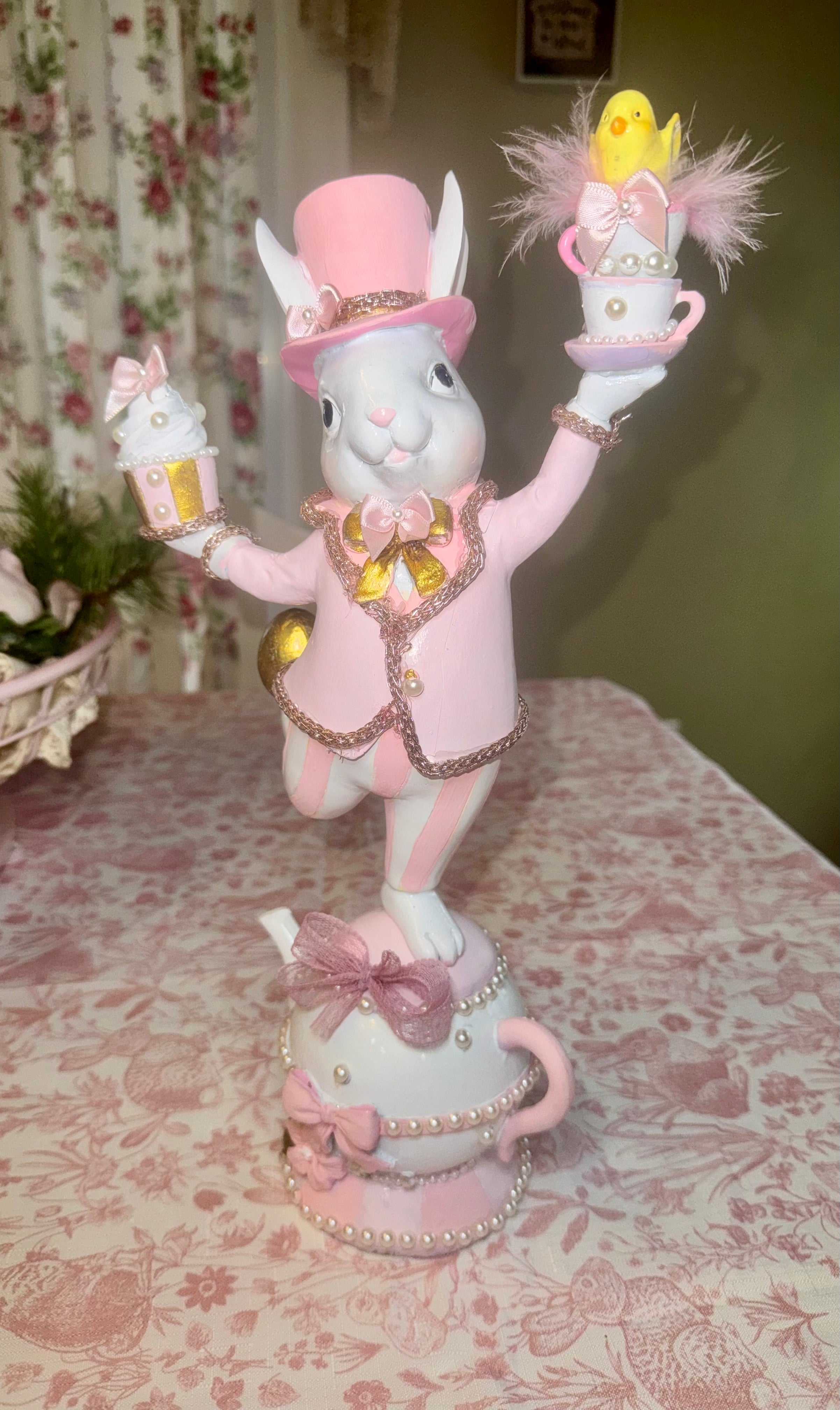 Custom Pink Bunny on Teapot