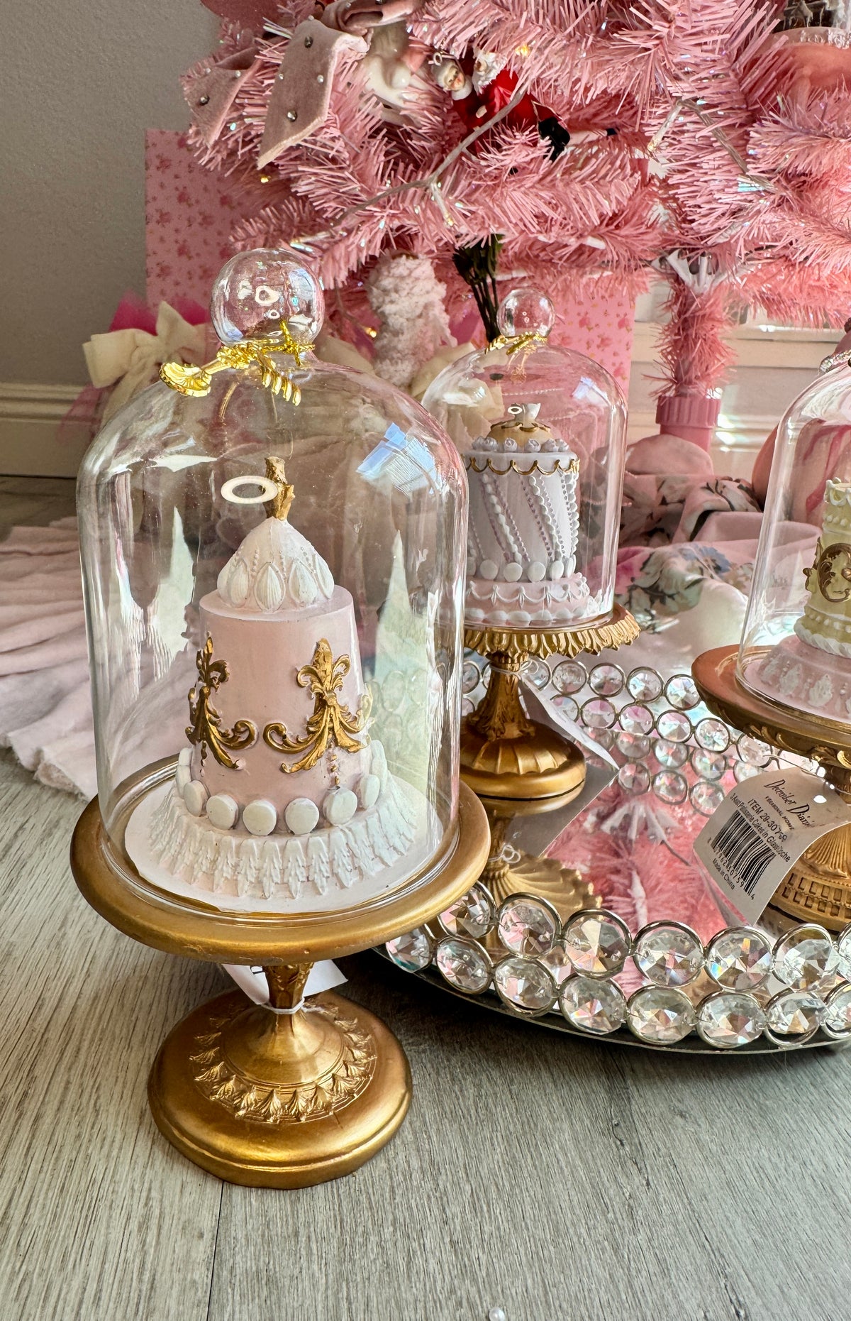 READY TO SHIP - 3 Asst Patisserie Cakes in Glass Cloche /Le Patisserie