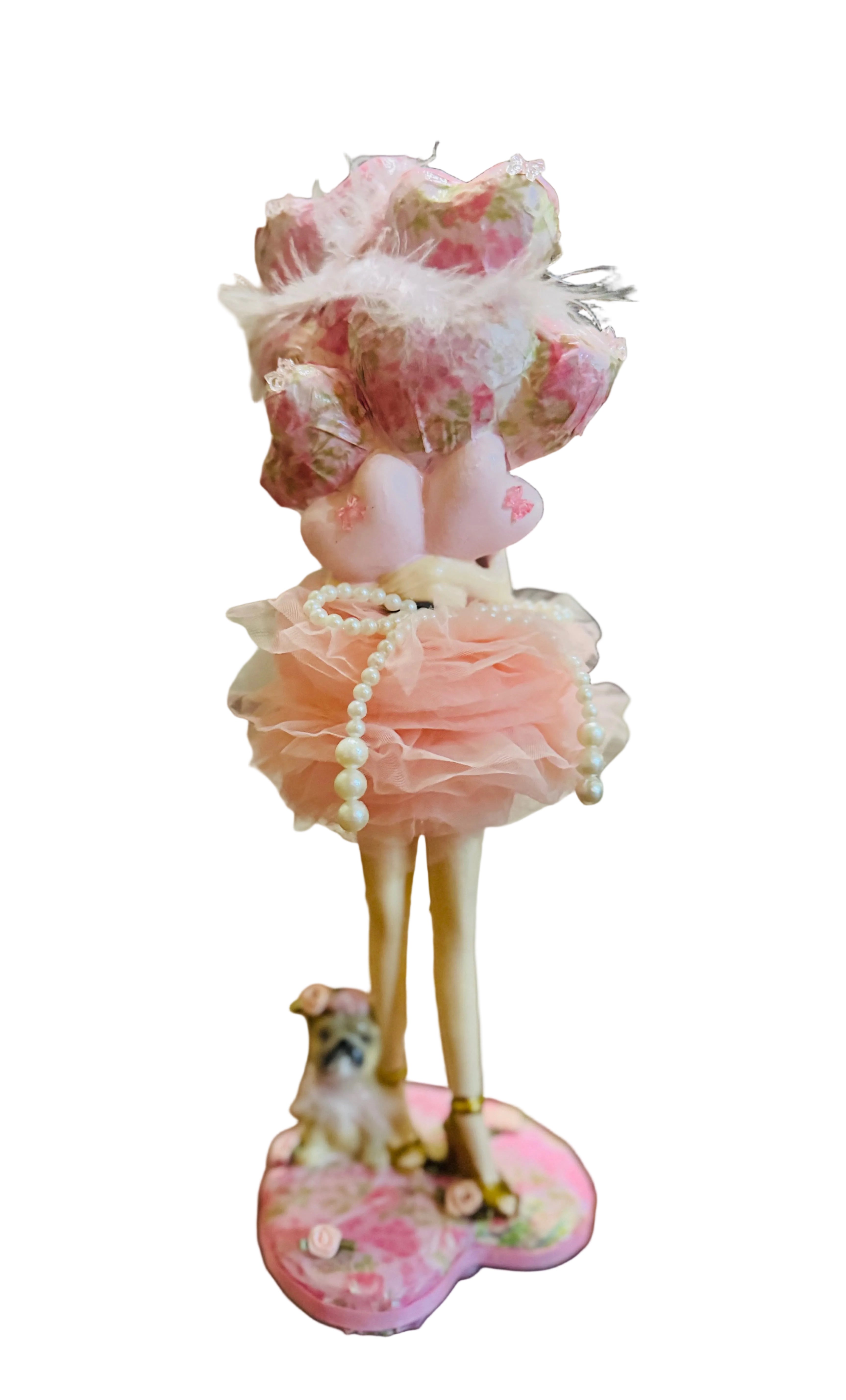 Pink Girl Holding Balloons figurine