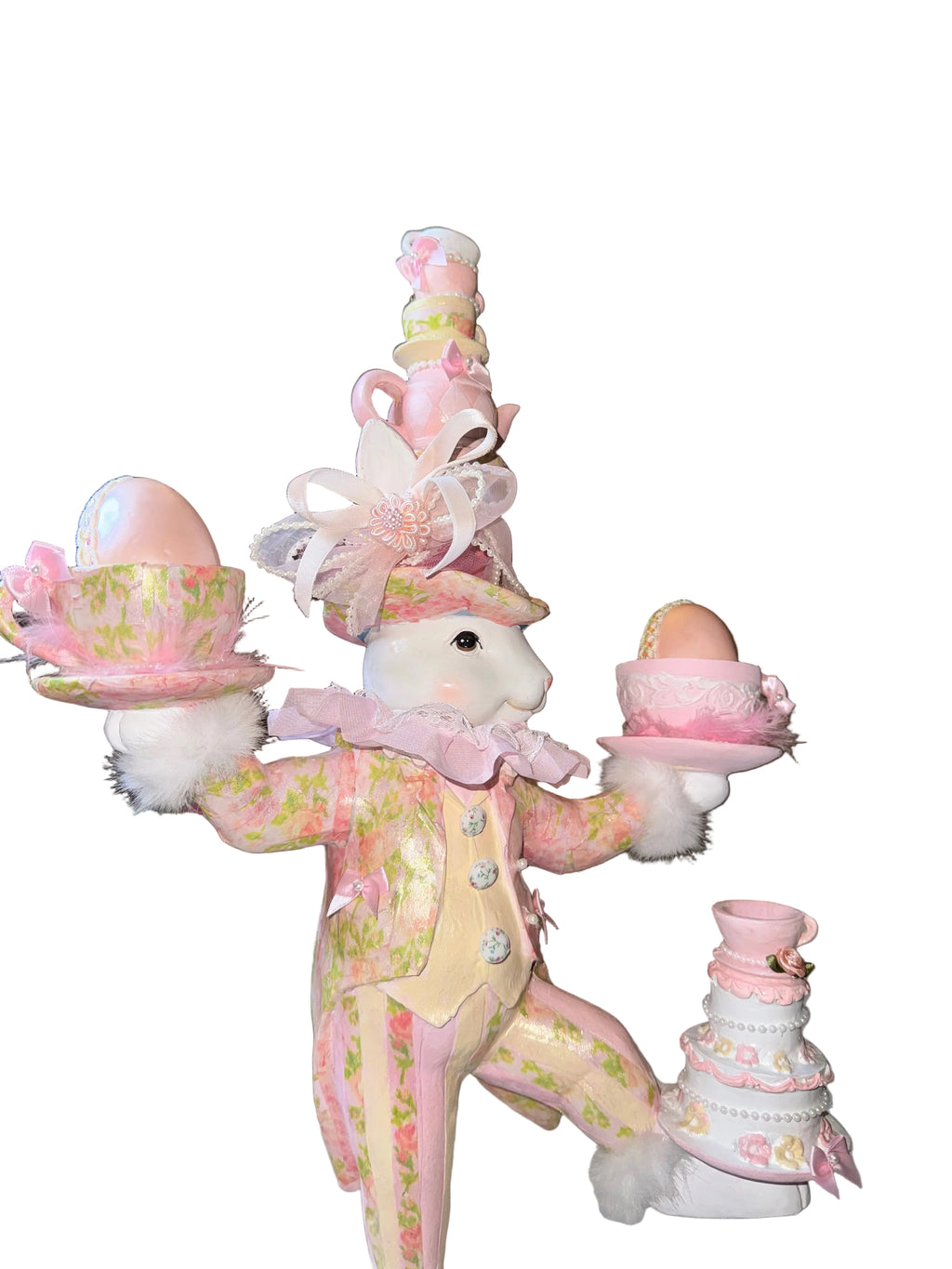 Unique Bespoke Bunny juggling cups and teapot