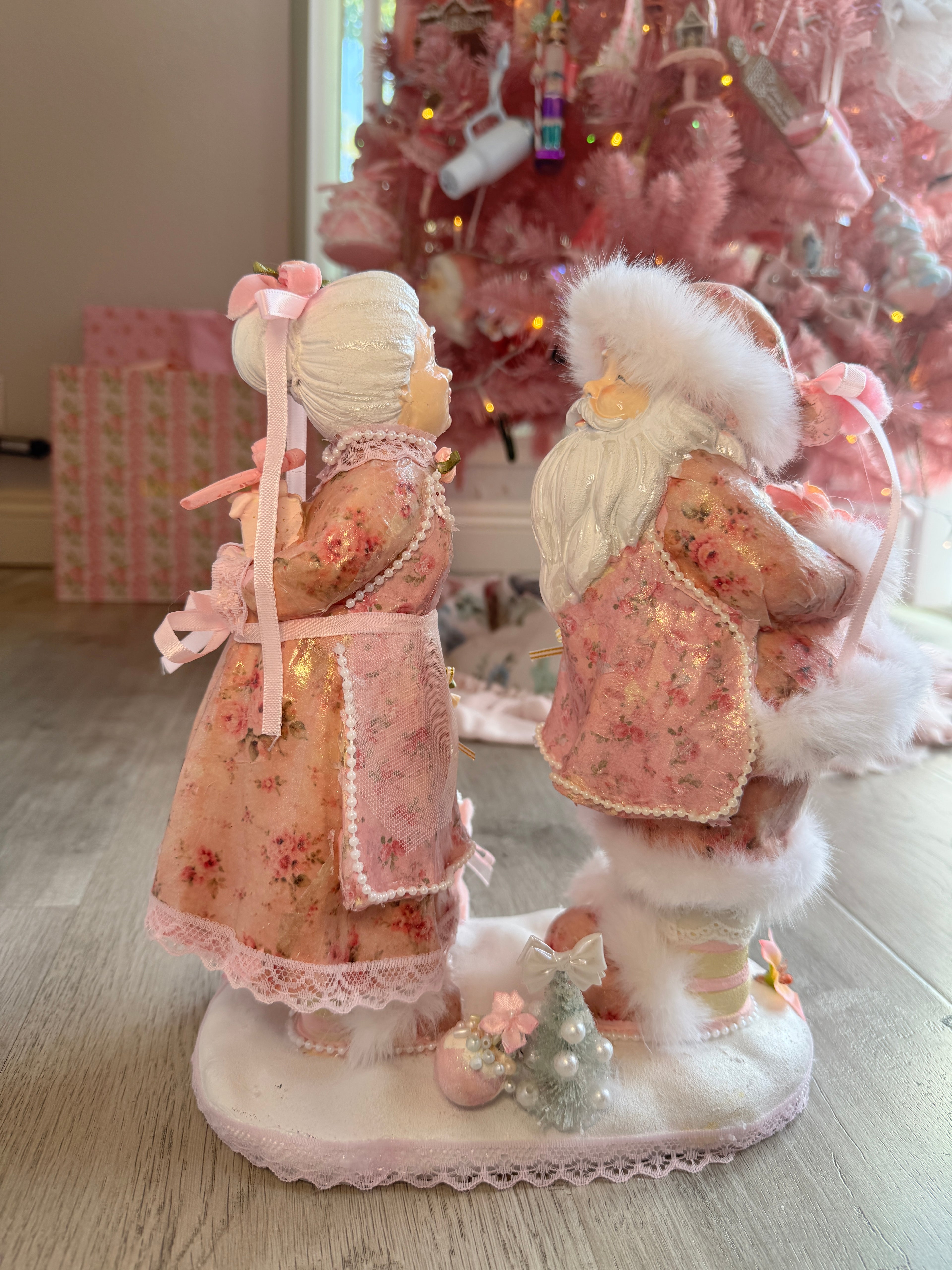 Pink Mr and Mrs Claus Special Edition Figurine
