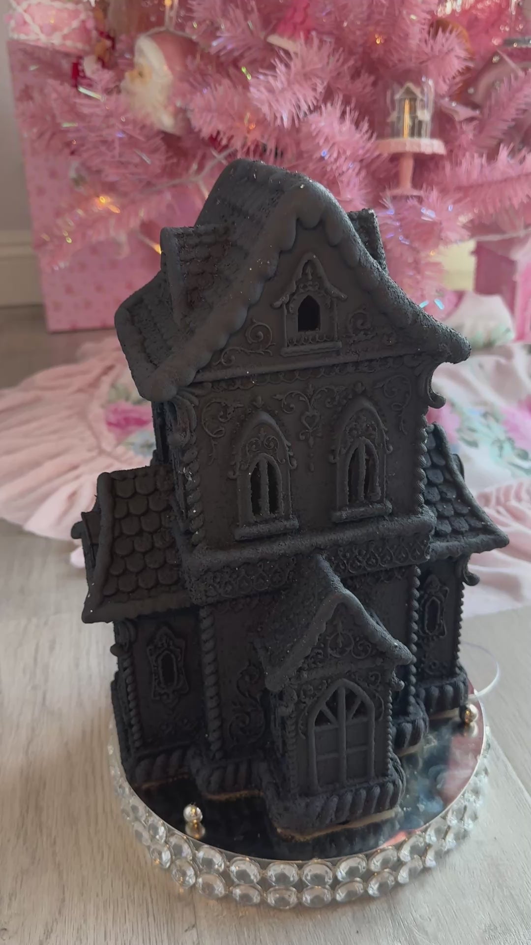 LED Black Halloween Gingerbread House